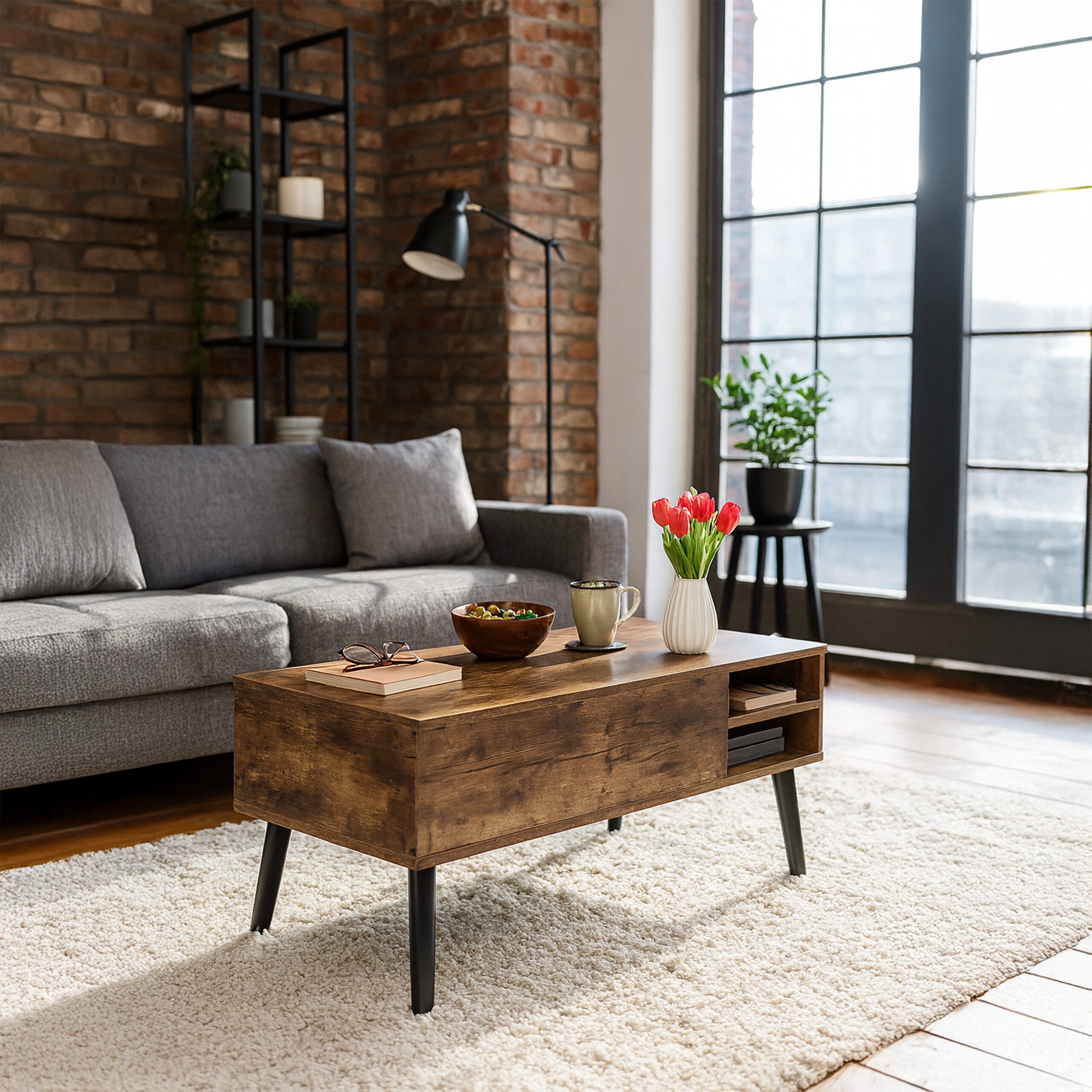 relaxdays Couchtisch mit Stauraum, Holzoptik günstig online kaufen