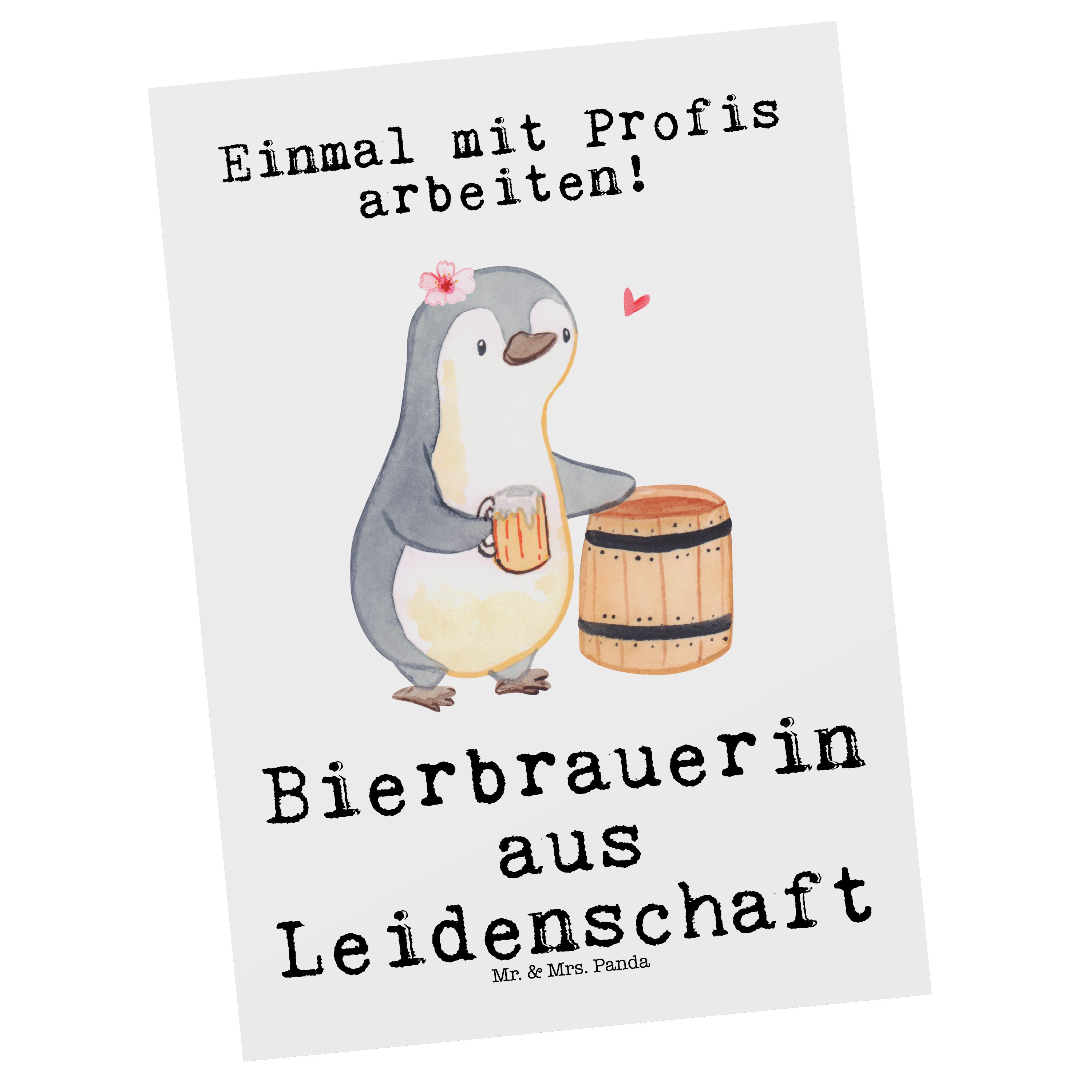 Mr. & Mrs. Panda - Geschenk, Bierfass, aus Weiß Heimbrauen Leidenschaft Postkarte Bierbrauerin 