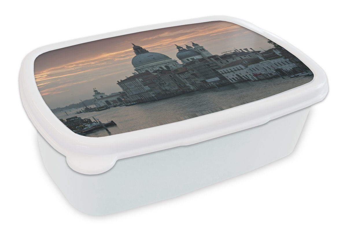 MuchoWow Lunchbox Italien - für und Mädchen (2-tlg), Brotdose, Architektur und Kunststoff, Erwachsene, Kinder für - weiß Jungs Venedig, Brotbox