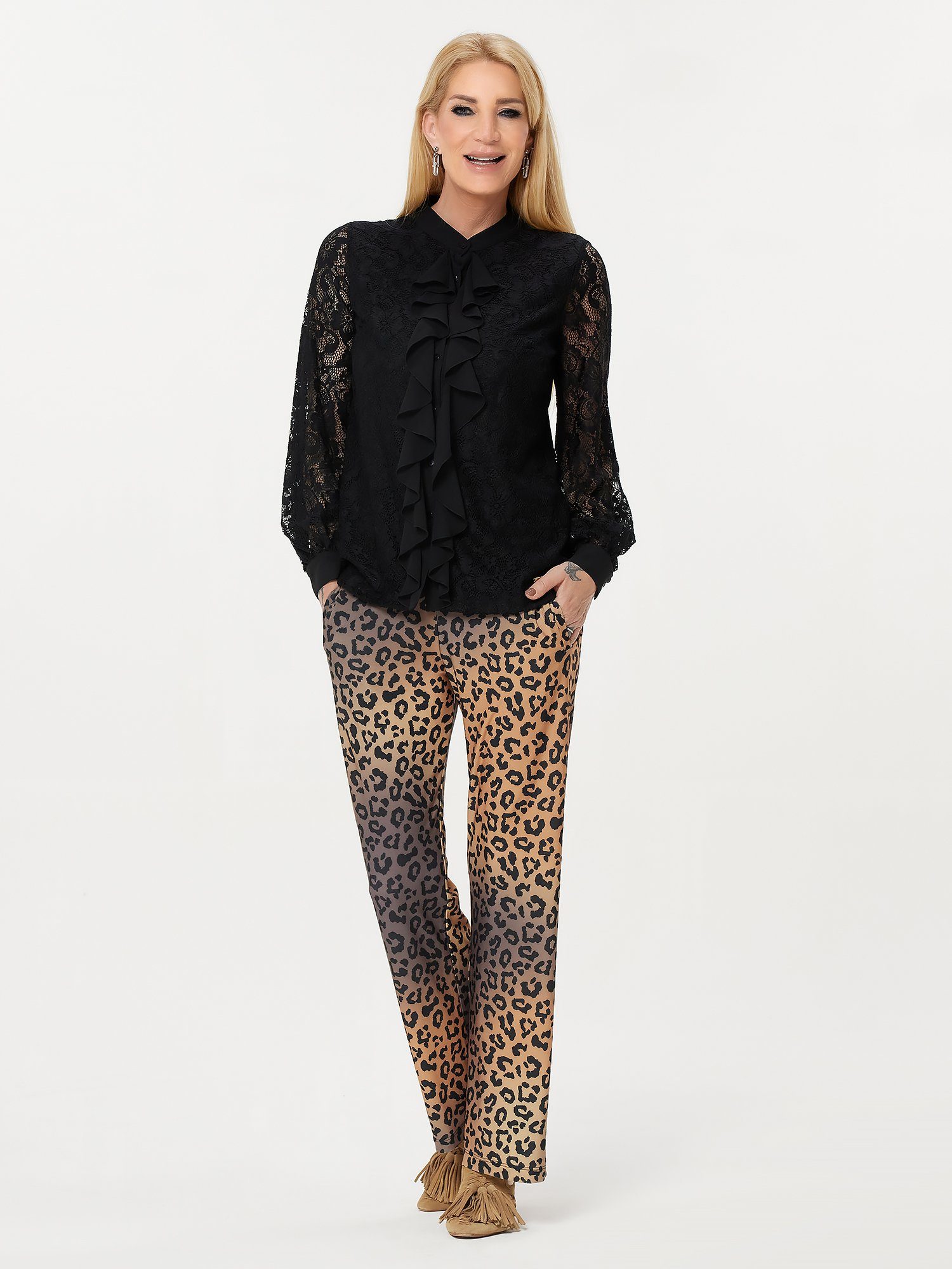Spitzenbluse Longsleeve koerpernah