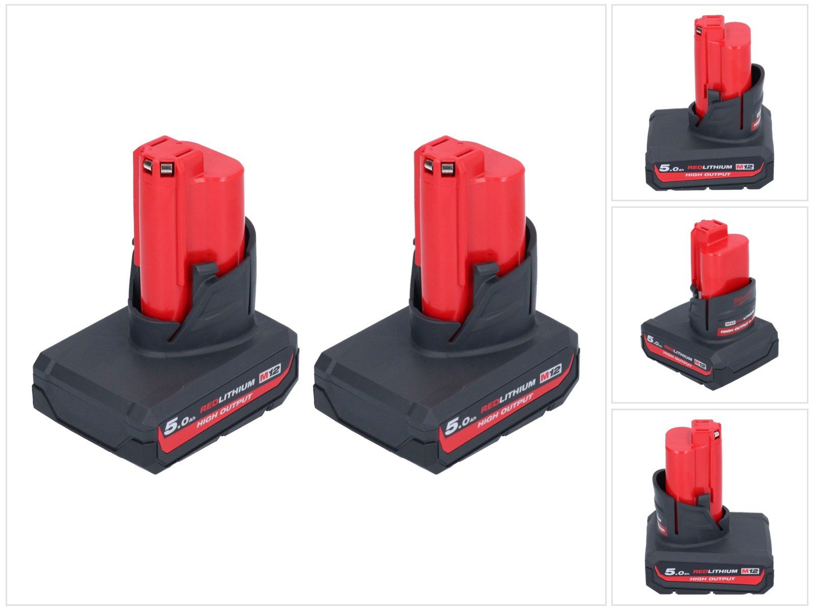 Milwaukee Akku Set 2x M12 HB5 High Output 12 V 5,0 Ah / 5000 mAh Li-Ion Akku (Akkupacks