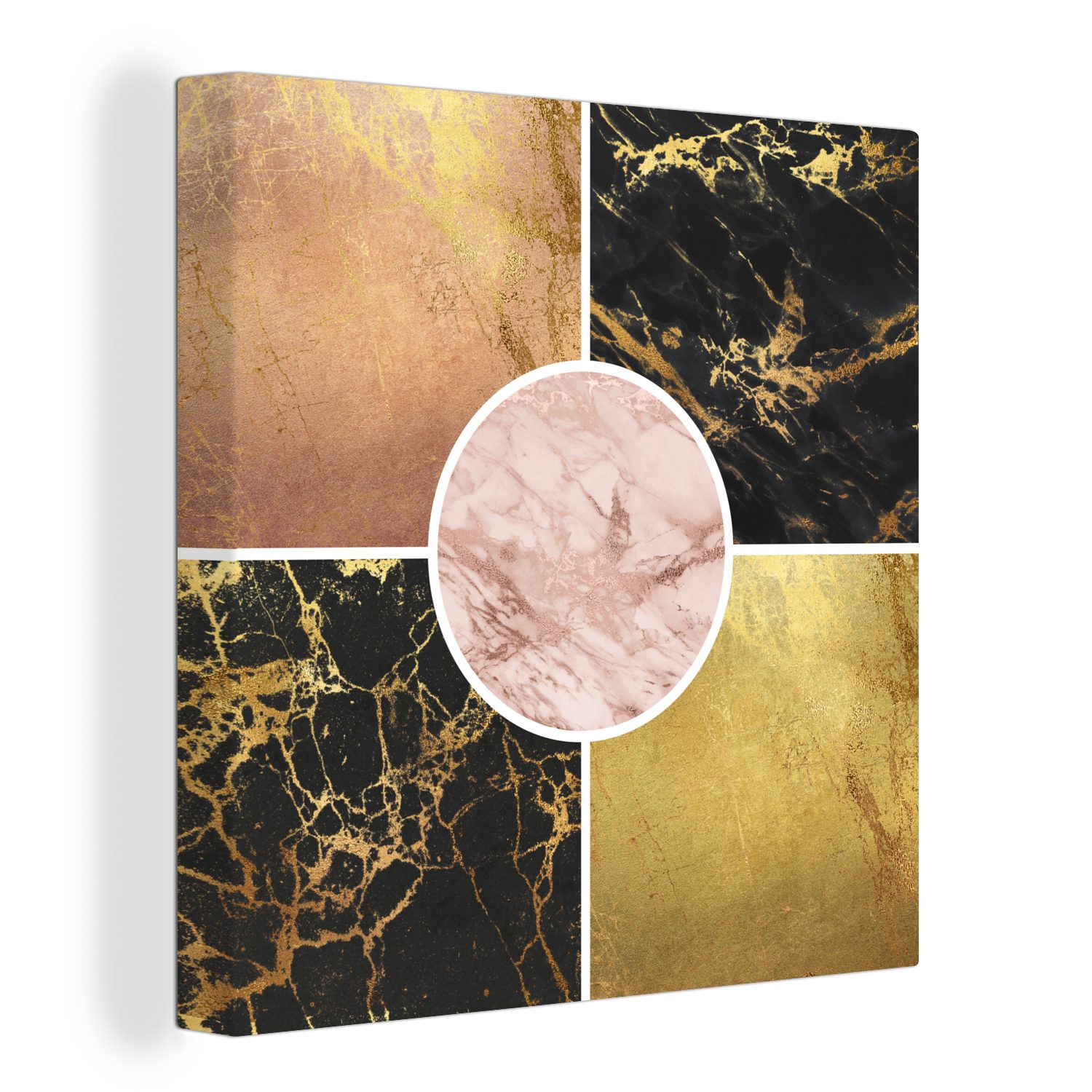 OneMillionCanvasses® Leinwandbild Marmor - Gold - Luxus, (1 St), Leinwand Bilder für Wohnzimmer Schlafzimmer