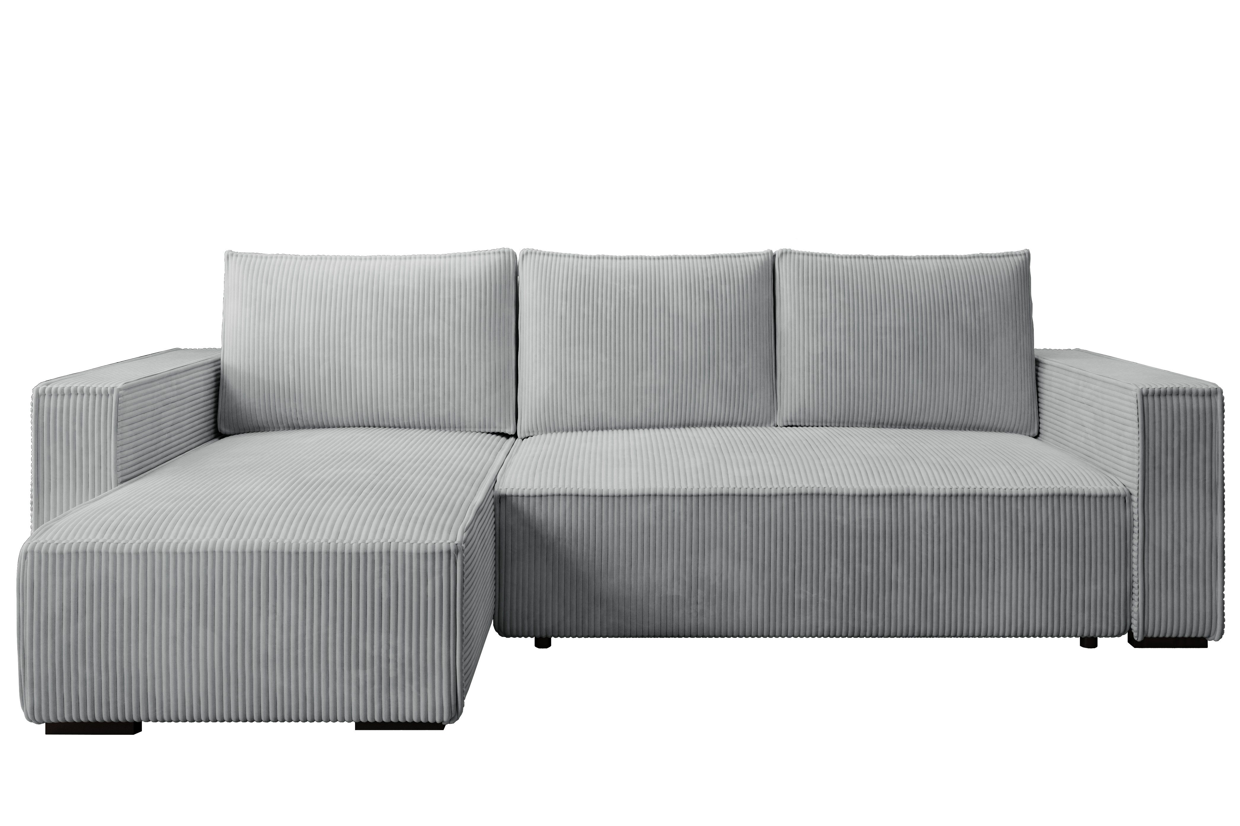 storez24 Ecksofa Letto, mit Bettkasten und Schlaffunktion, Cordstoff, L-Form, bequem