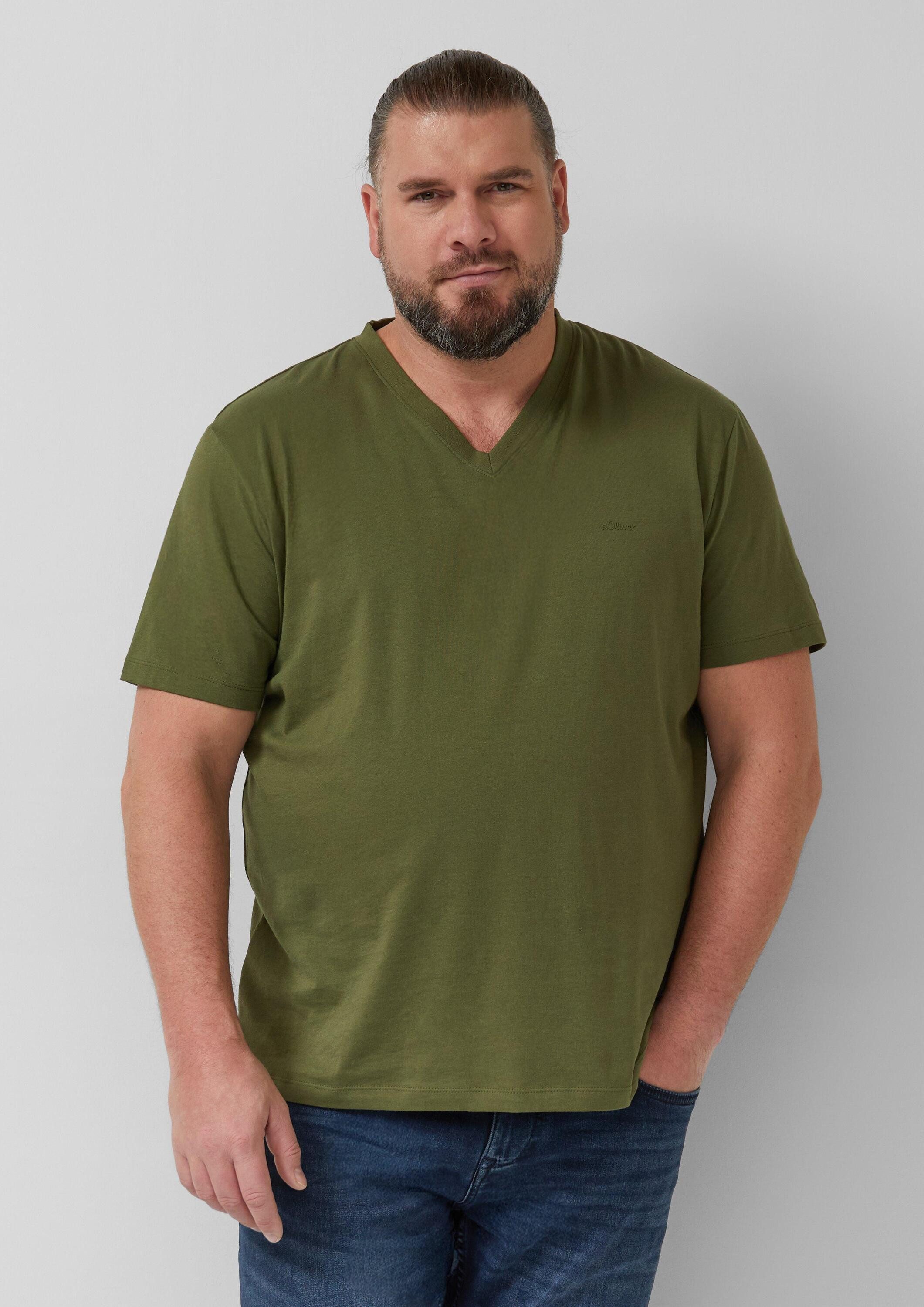s.Oliver Kurzarmshirt T-Shirt V-Ausschnitt T-Shirt aus Baumwolle