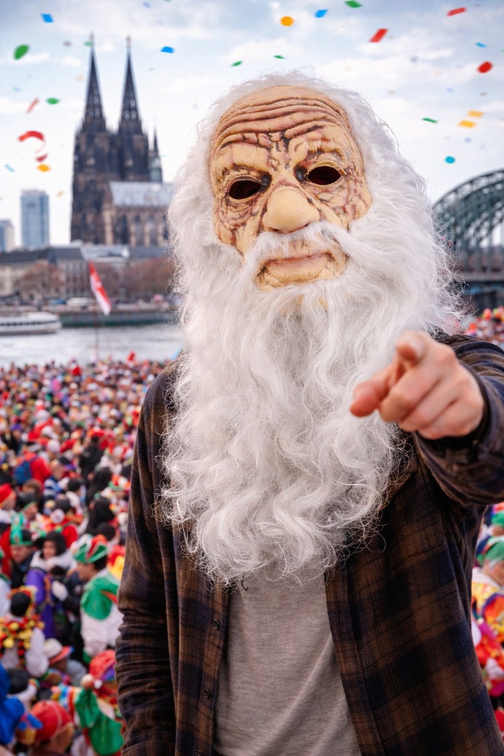Kaiser24 Verkleidungsmaske Karneval Opa Maske Alter Mann Vollmaske mit Bart Erwachsene