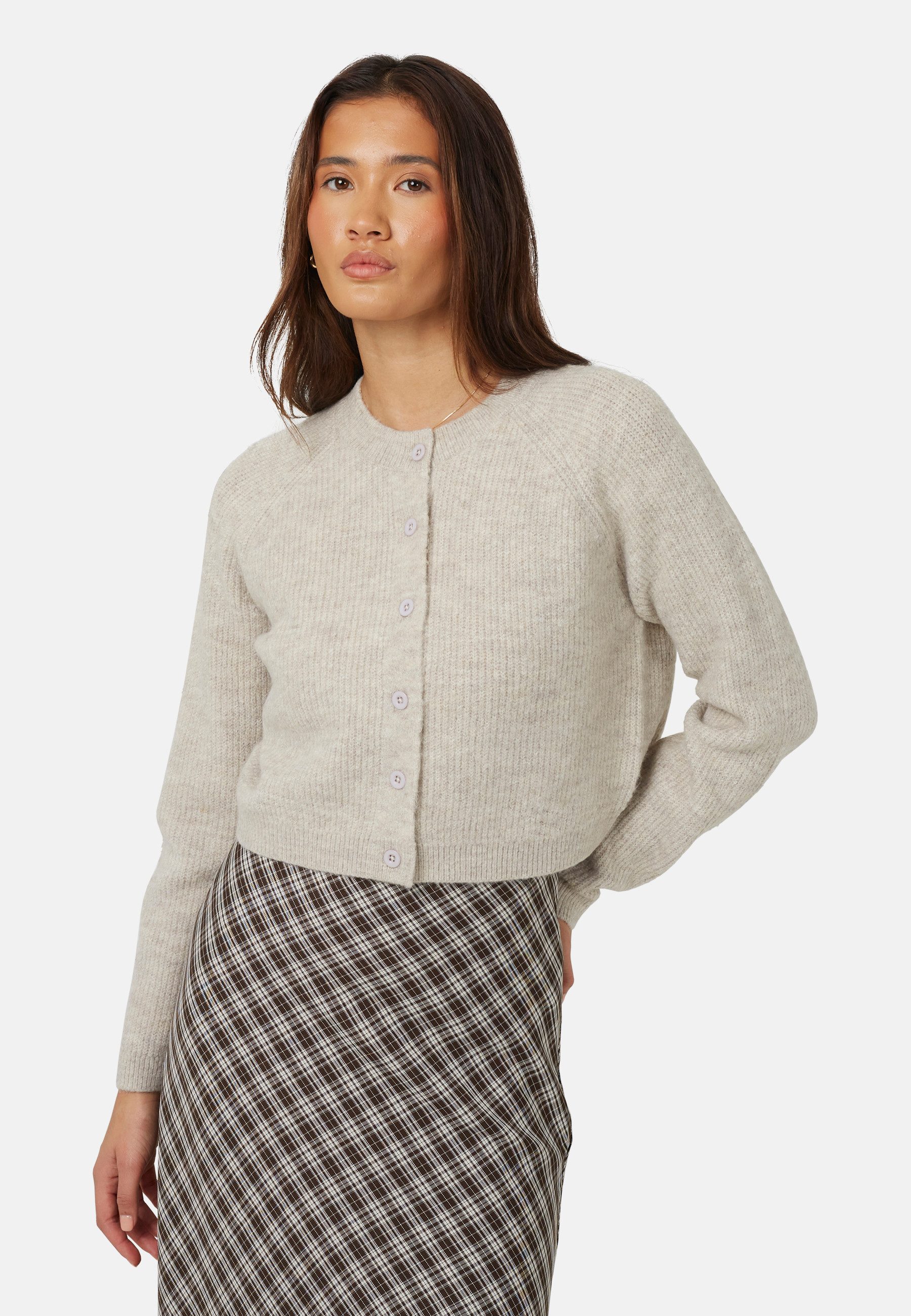 Brave Soul Cardigan Damen-Strickjacke im Fischerstil mit Raglanärmeln und Knöpfen