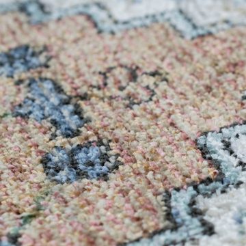 Teppich Kurzfransiger Orientalischer Teppich mit Blumen Verzierungen, modern, mehrfarbig, Teppich-Traum, rechteckig, Höhe: 10 mm