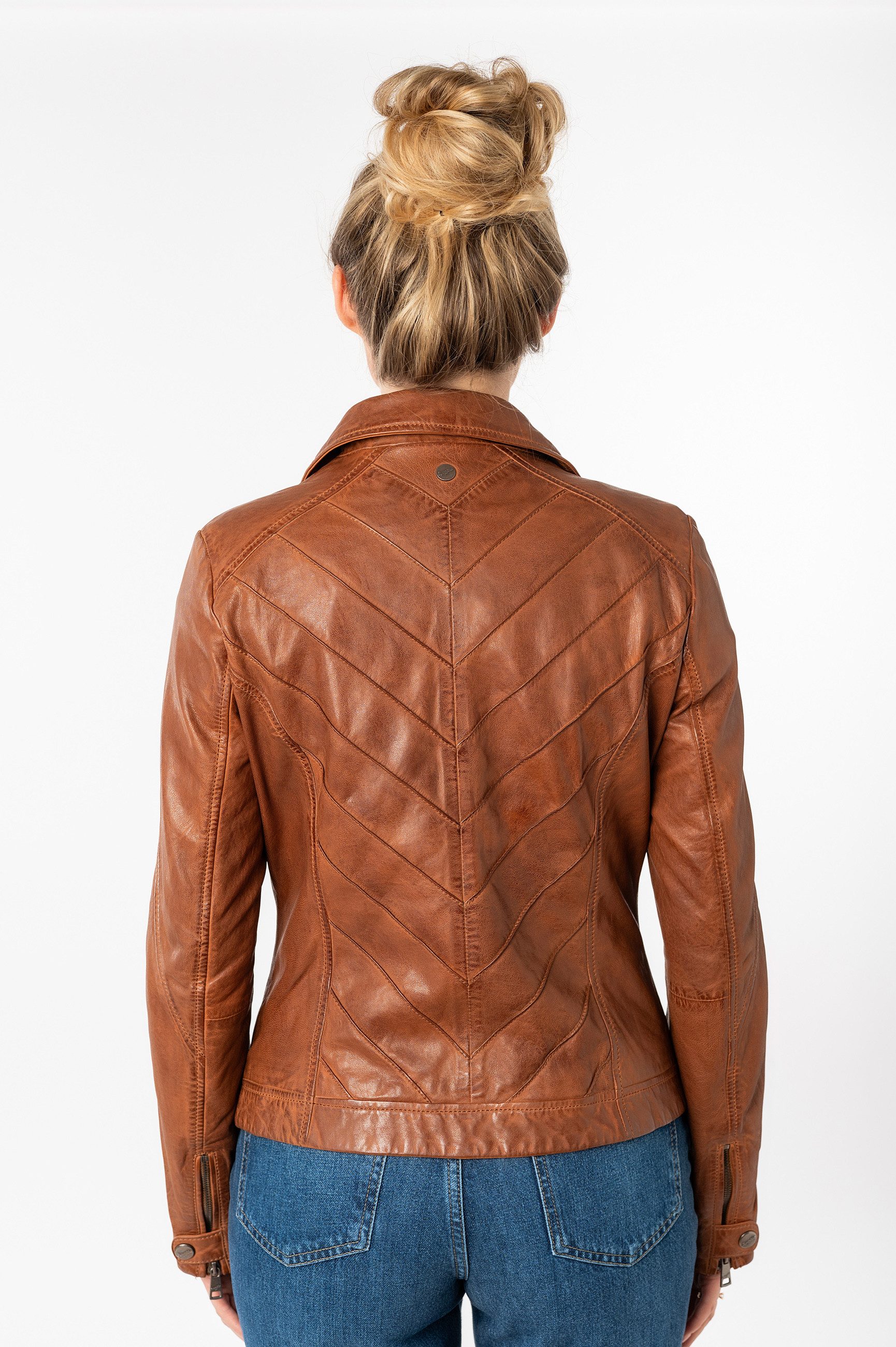 Mauritius Lederjacke MWJolah mit Umlegekragen und gesteppter Rückenpartie