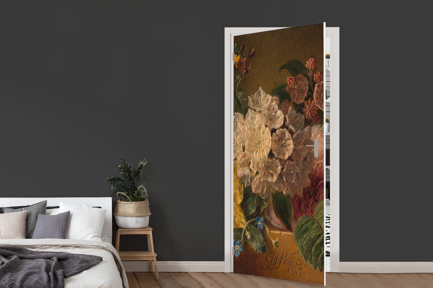 Tür, Blumen St), 75x205 Matt, bedruckt, von (1 Fototapete Gemälde cm - Türtapete Os, Türaufkleber, Van MuchoWow G.J.J für