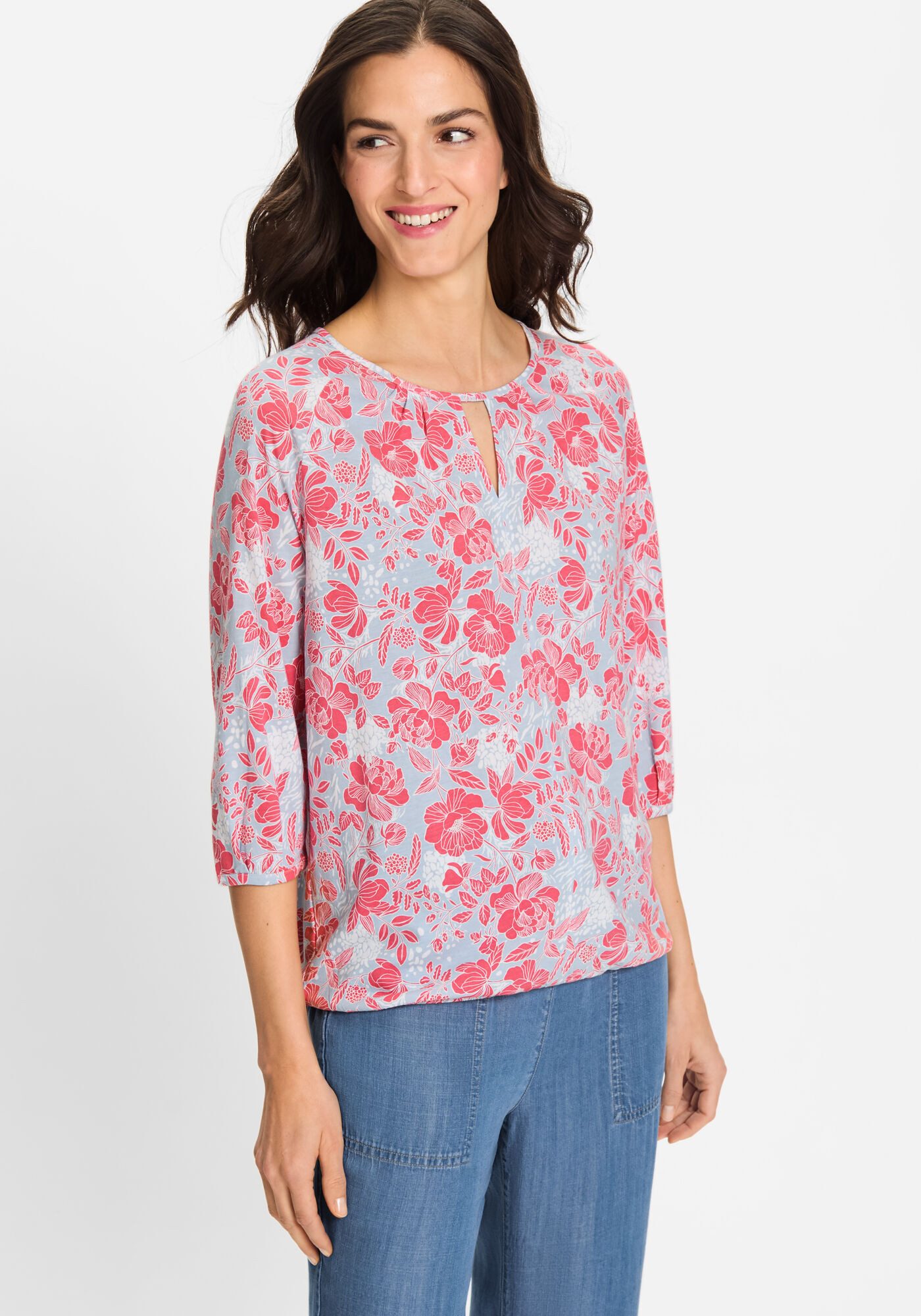 Olsen Rundhalsshirt (1-tlg) mit Glitzerstreifen und günstig online kaufen