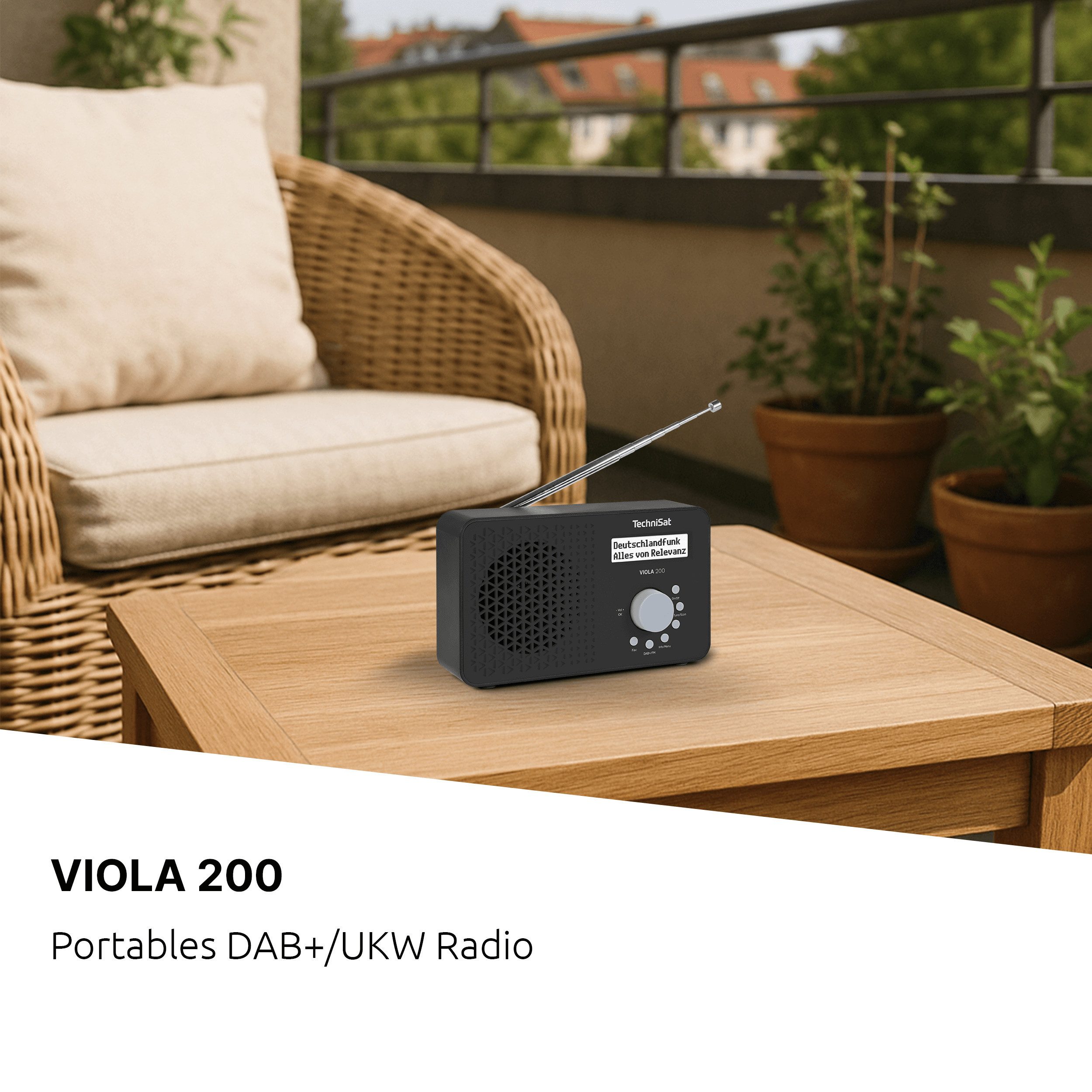 TechniSat VIOLA 200 Digitalradio (DAB) (Digitalradio (DAB), FM-Tuner mit RDS, 1 W, Favoritenspeicher, Netz- und Batteriebetrieb, Kopfhöreranschluss)