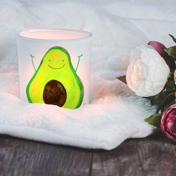 Mr. & Mrs. Panda Windlicht Avocado Glücklich - Transparent - Geschenk, Freude, Kerzenglas, Gesun (1 St), Stimmungsvolle Beleuchtung