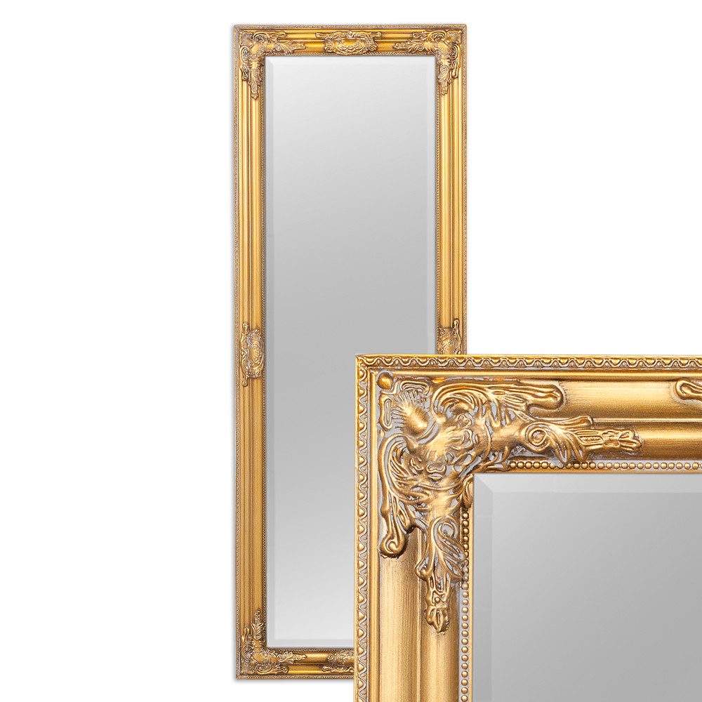 LebensWohnArt Wandspiegel Eleganter Barock Spiegel BESSA 140x50cm gold-antik Holzrahmen