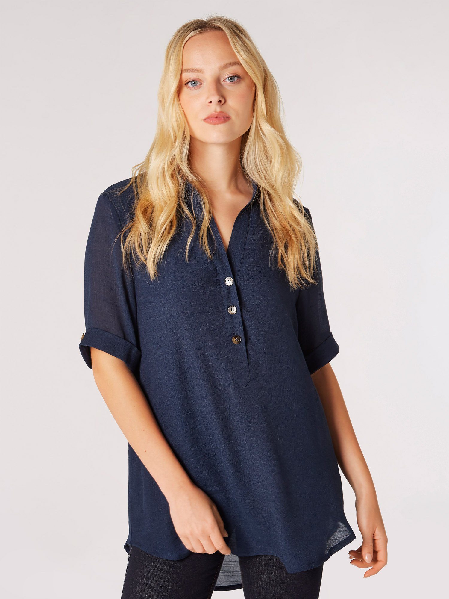 Apricot Klassische Bluse Slub Shimmer Turn günstig online kaufen