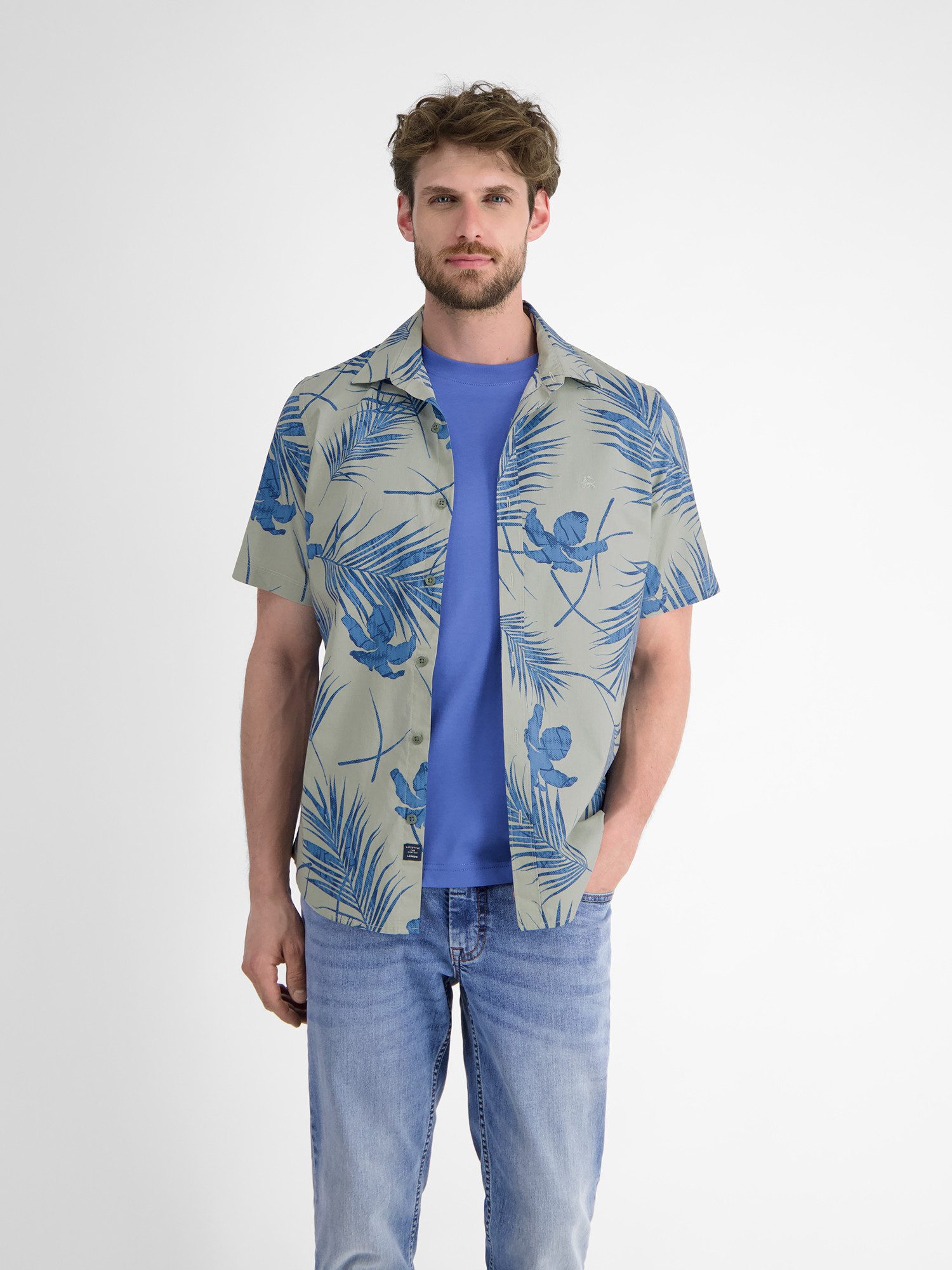 LERROS Kurzarmhemd LERROS Kurzärmeliges Herrenhemd, Hawaiian-Style günstig online kaufen