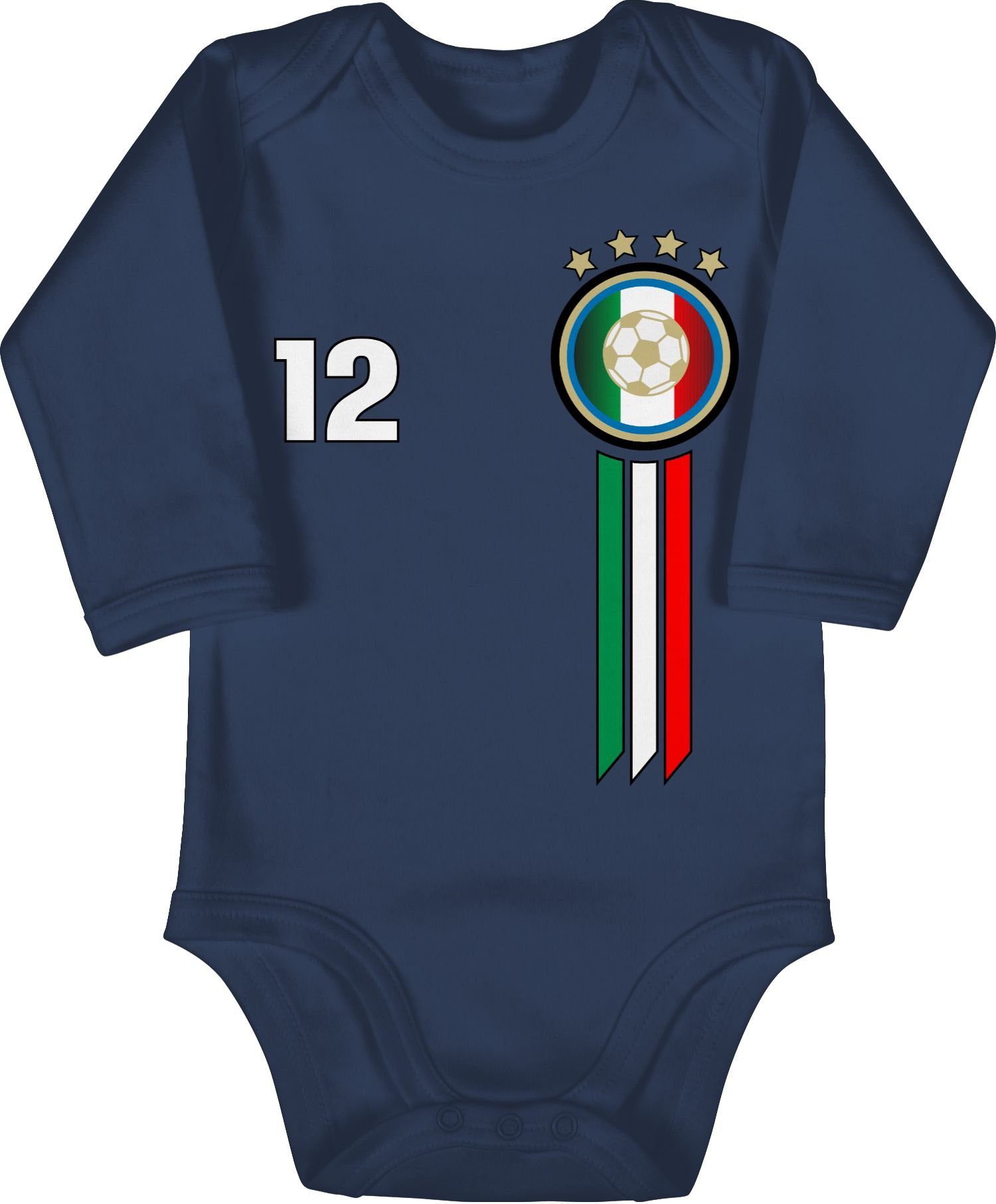 Shirtracer Shirtbody 12. 2024 Mann Italien Navy Fussball Baby 1 Emblem Blau EM