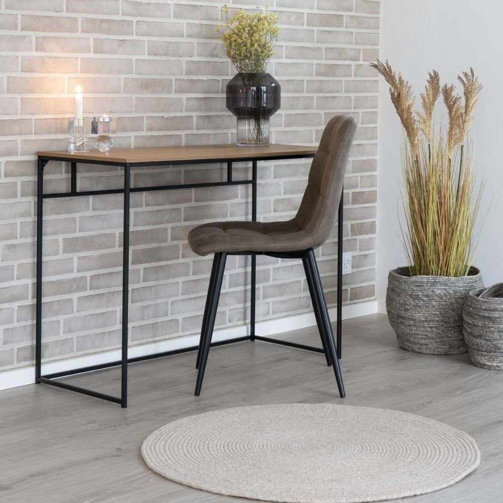 LebensWohnArt Schreibtisch Moderner Schreibtisch / L100cm natur schwarz ca. Konsole / LEVEN