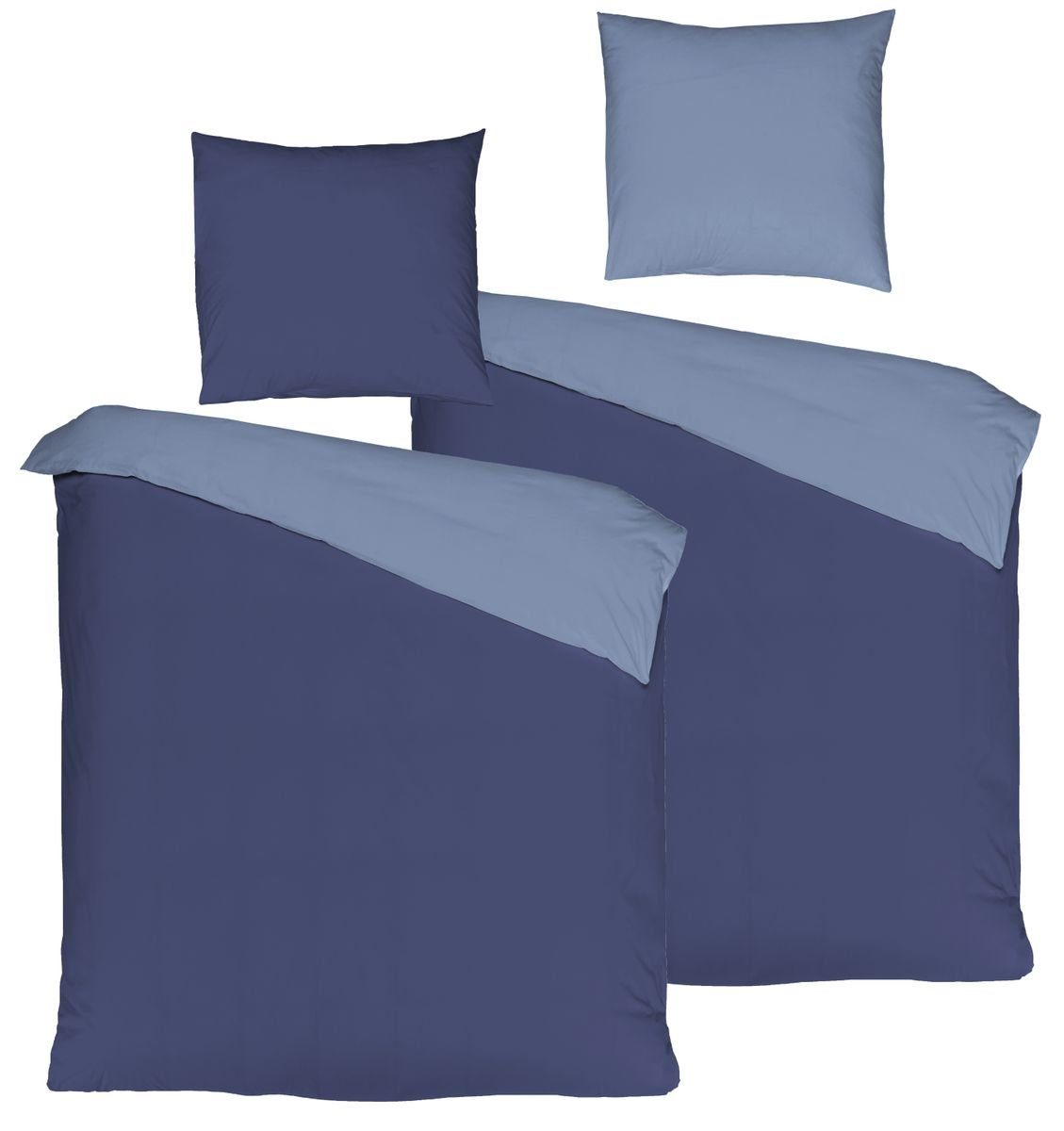 JACK Wendebettwäsche JACK by Mistral 4 tlg. Perkal Wende Bettwäsche Uni Hellblau Dunkelblau, Perkal, 4 teilig, wunderschöne 4-teilige Partner Wende Bettwäsche