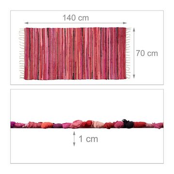 Teppich Flickenteppich mehrfarbig, relaxdays, Höhe: 10 mm, Rot