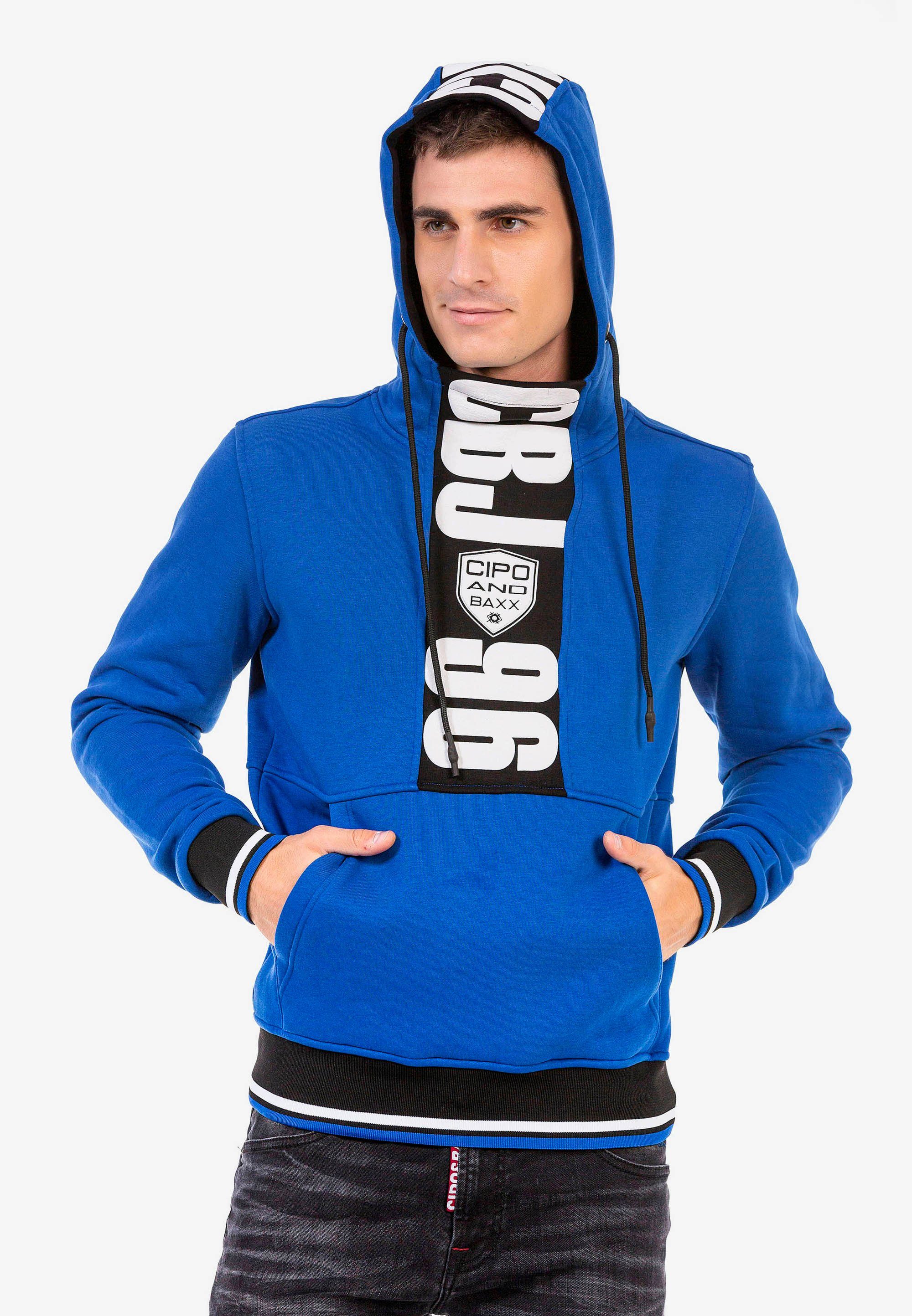 tollen Kapuzensweatshirt Baxx Cipo blau mit Markenprints &