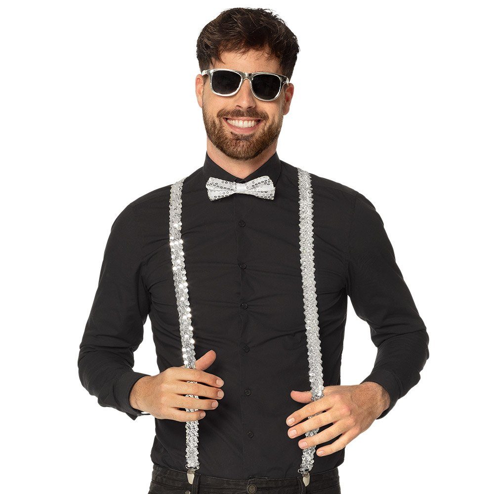 Boland Verkleidungsmaske Pailletten Partyset für Erwachsene - 13486, Silbe