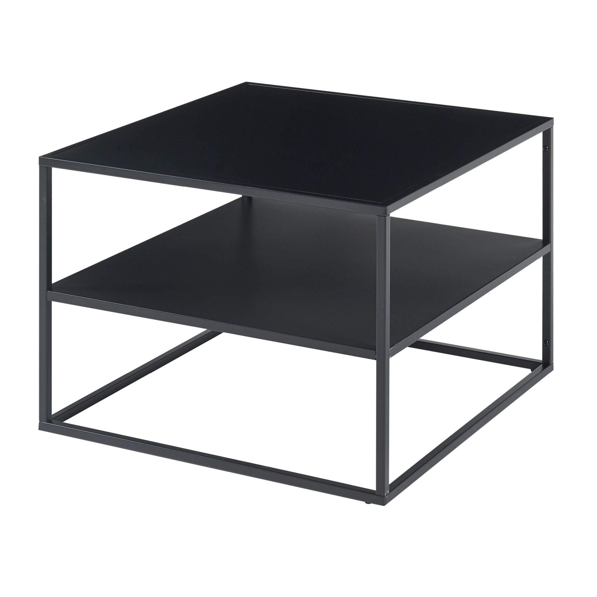 en.casa Couchtisch, »Solund« Beistelltisch mit Ablage 60x60x45 cm Schwarz, günstig online kaufen