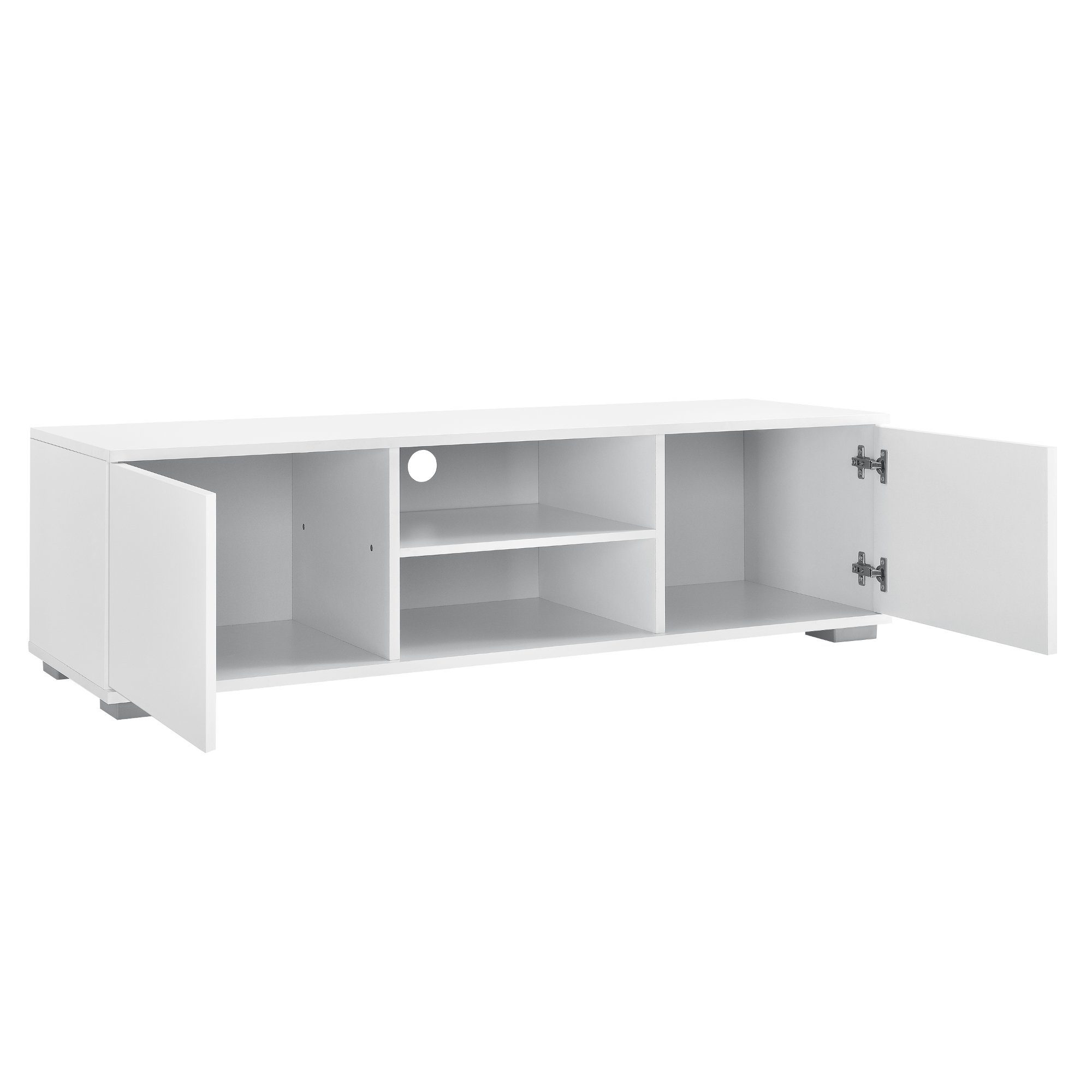 en.casa TV-Board, »Werpen« Fernsehtisch Lowboard Unterschrank Weiß hochglänzend