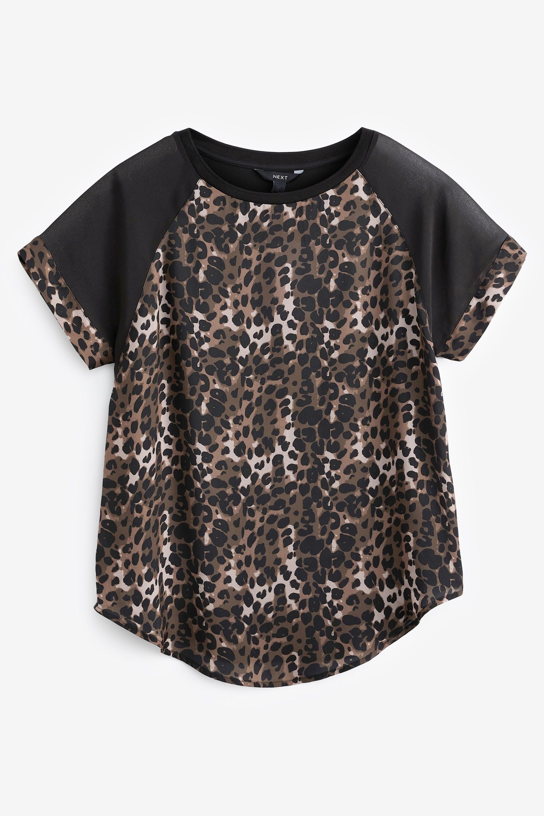 Black/Brown Next Raglanärmeln aus (1-tlg) mit T-Shirt Print Animal T-Shirt Kurzärmliges Webmix