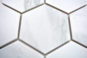 Mosani Mosaikfliesen Hexagonale Sechseck Mosaik Fliese Keramik weiß anthrazit Wand Küche