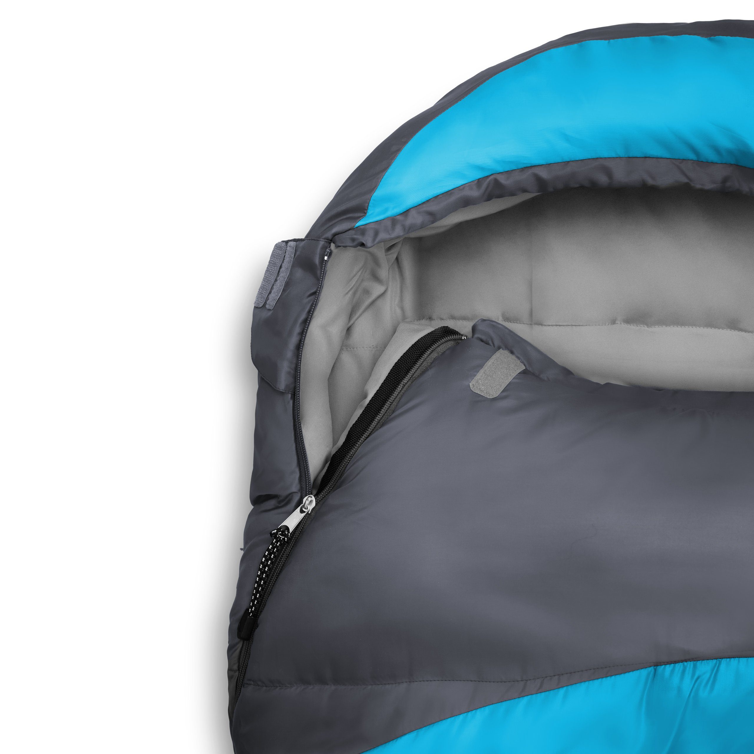 Mumienschlafsack atmungsaktiv Where mit Wärmekragen Schlafsack Tomorrow Lumaland 230x80x55 wasserabweisend Tasche, Camping türkis