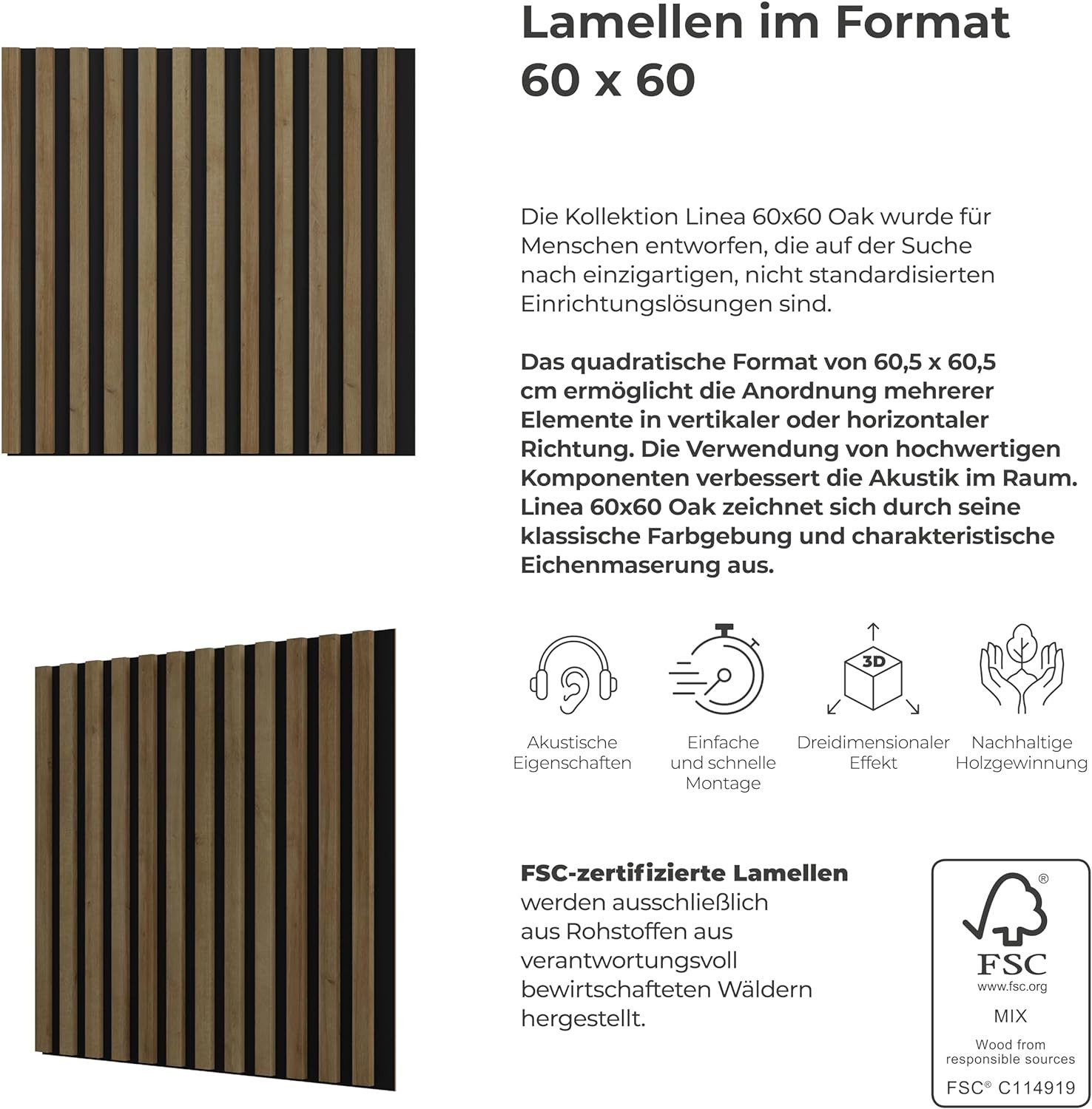 Stegu 3D Wandpaneel PROline, BxL: 60,00x60,00 günstig online kaufen