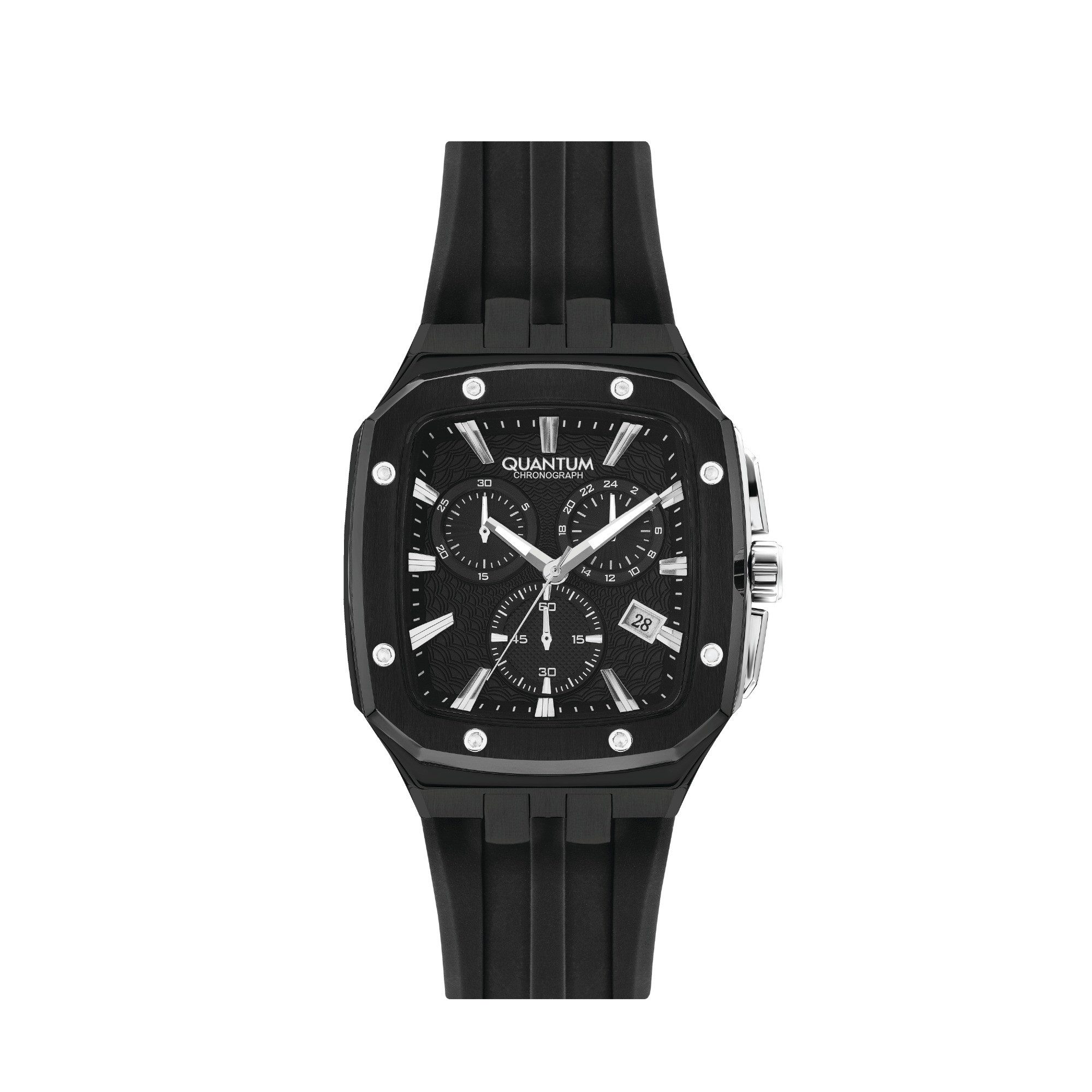 QUANTUM Chronograph Herrenuhr Silikonarmband, 44 mm, Herren Armbanduhr, 10 ATM wasserdicht HNG1033.651, (1-tlg), Datum, Kristallglas, inkl. Geschenkbox
