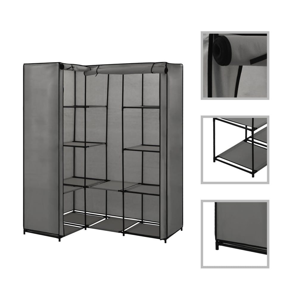 vidaXL Stoffschrank Eckkleiderschrank Grau 130 x günstig online kaufen