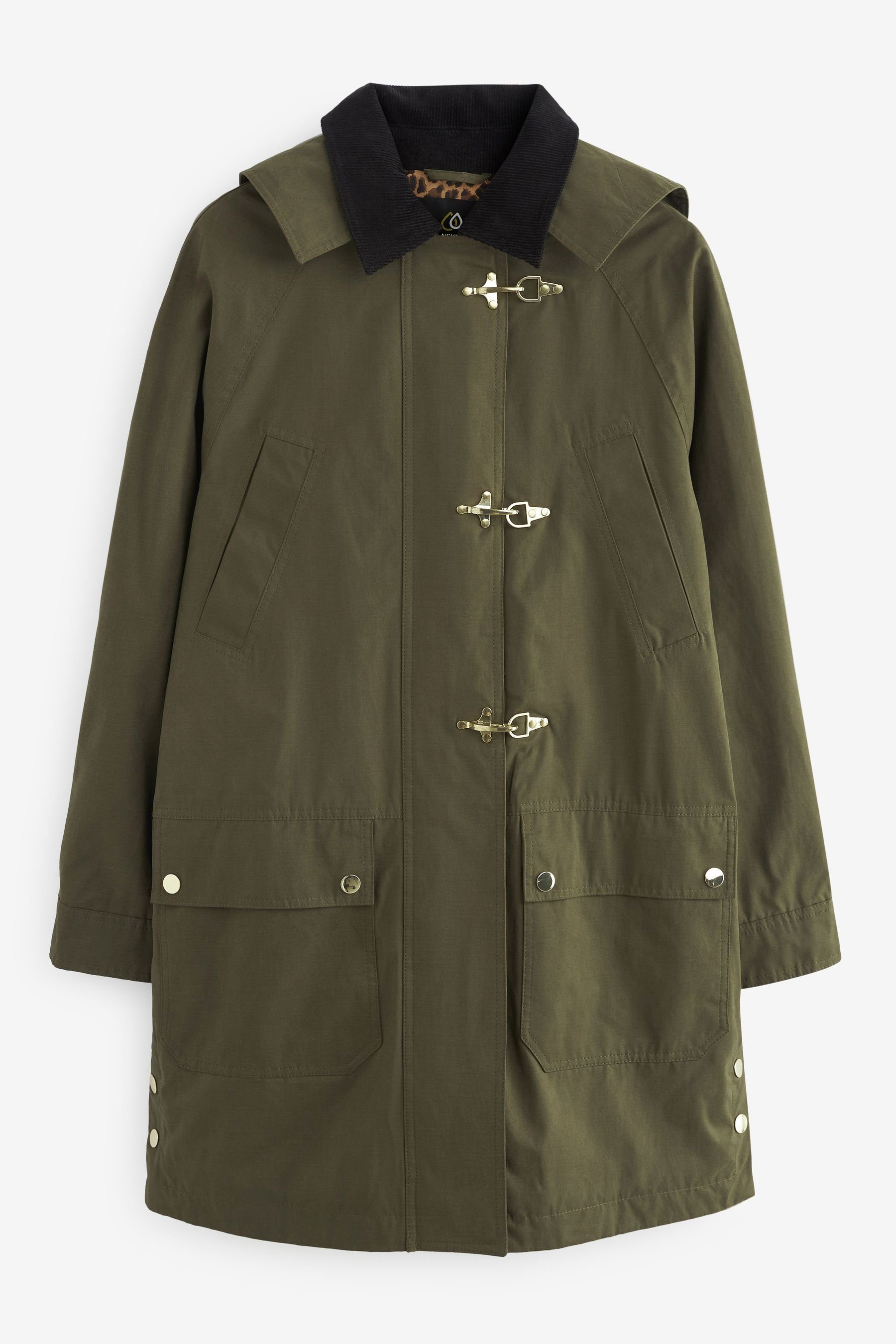 Next Regenjacke Jacke mit Wachseffekt und Duffle-Verschluss (1-St) Khaki Green