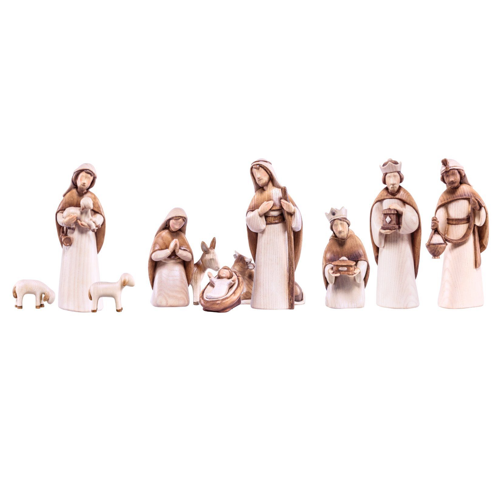 Akantus Krippe Akantus Krippenfiguren: 11er Set, holzgeschnitzt,  handbemalt, Ahornholz, Made in Südtirol