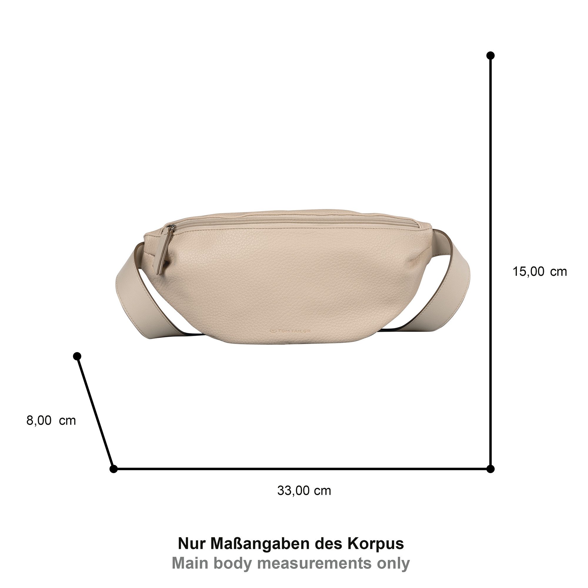 TOM TAILOR Bauchtasche Liliana, mit eingelegten Falten, extra breiten Schulterriemen und feinem Logo