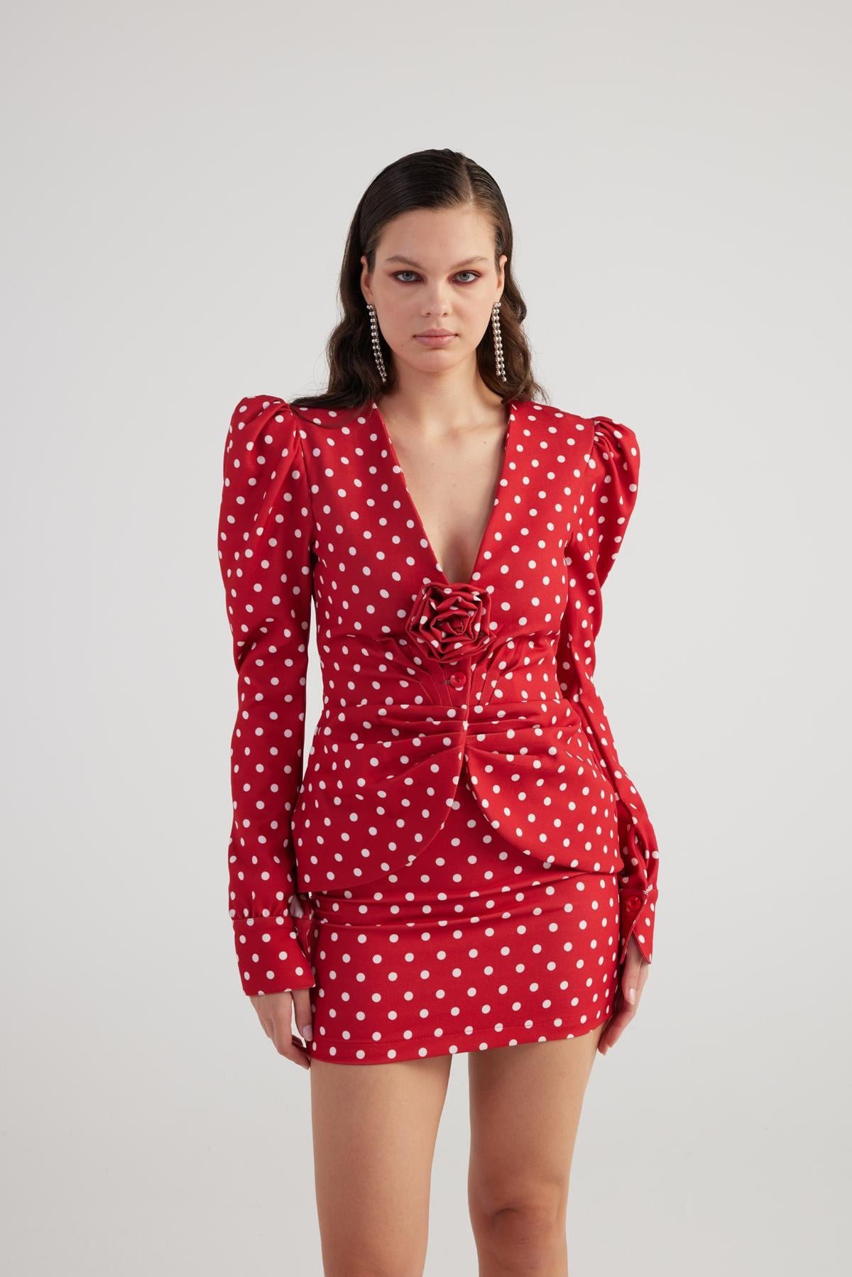 HOLLY LOLLY Windbreaker Blazer mit Punkten und Rosendetail