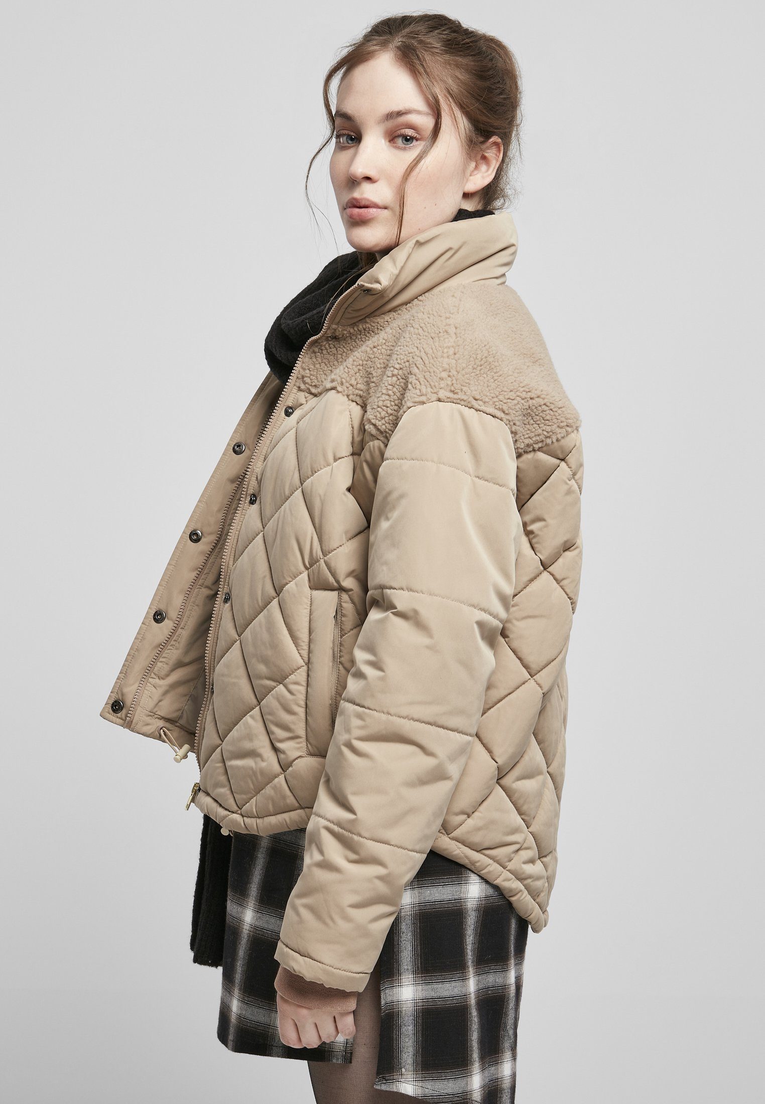 Quilt (1-St) Winterjacke Jacket softtaupe Ladies Diamond Damen URBAN Puffer Oversized CLASSICS