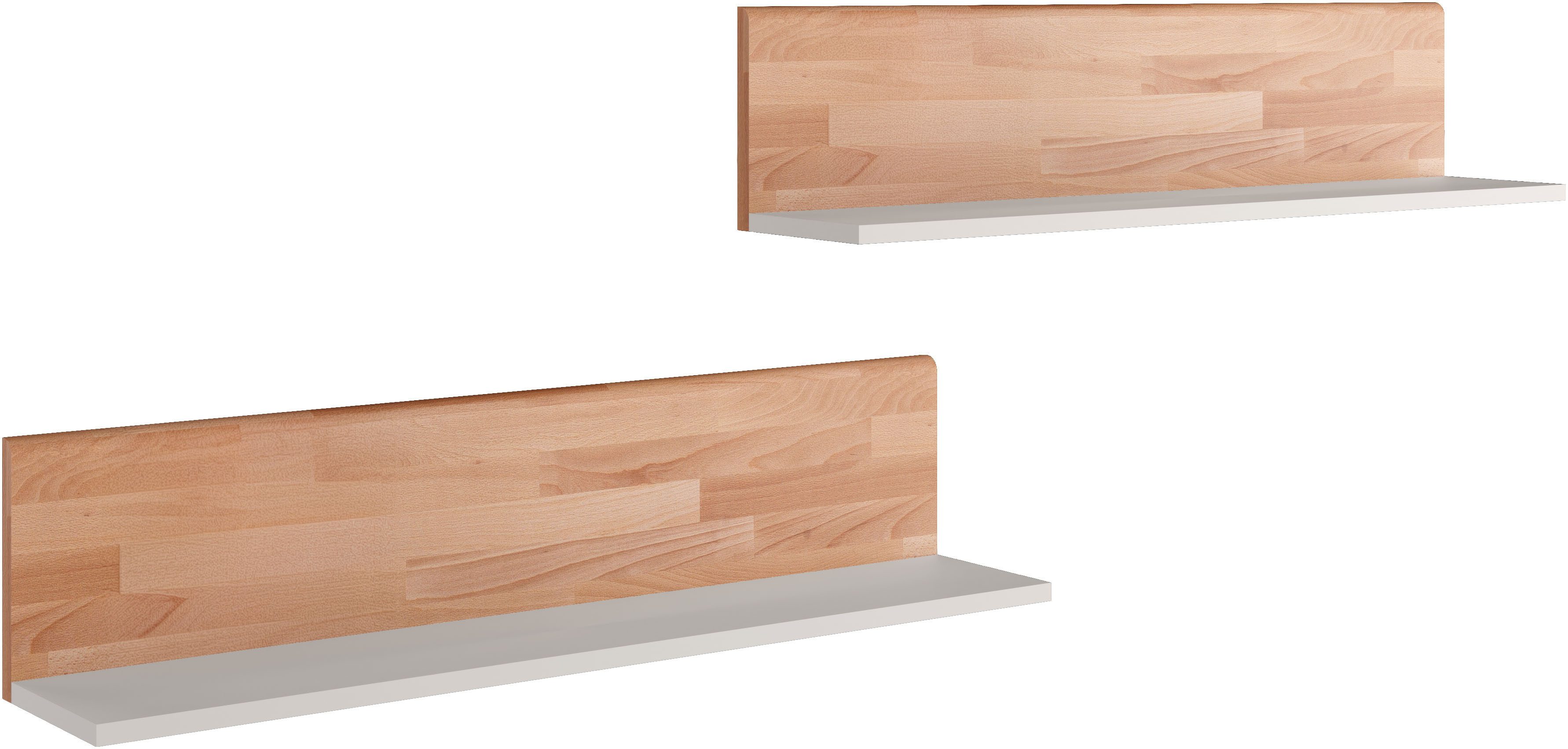 OTTO home Wandregal CITRA auf Kernbuche Massivholz und Melamin in Grau, Set 2-tlg., Set 2-tlg., zwei Wandregale, Breite 80 cm, Tiefe 18cm
