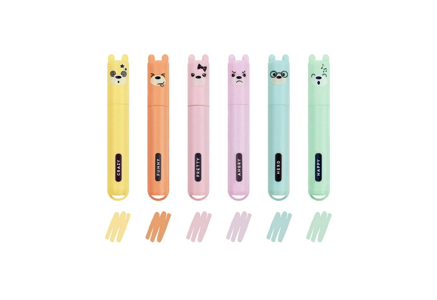 Thumbnail - Legami Marker Legami 6er Mini Textmarker Set Teddys Style Pastell Farben 1cm x 7,5cm