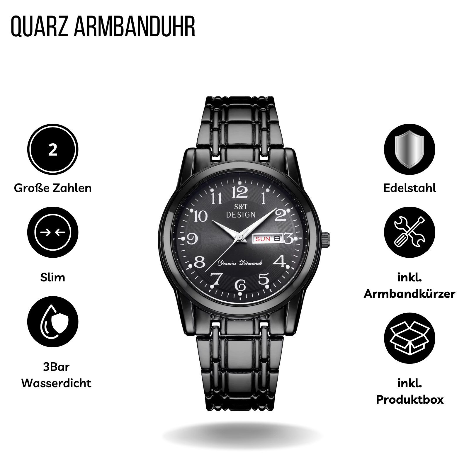 S&T Design Quarzuhr Herren Uhr Edelstahl günstig online kaufen