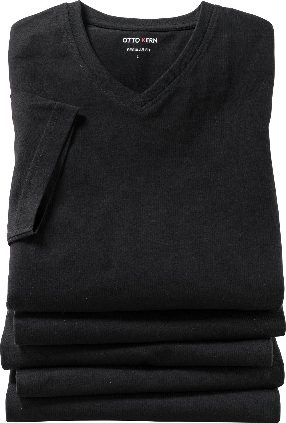 (5er-Pack) Kern Baumwolle hochwertiger, T-Shirt schwarz aus Otto Kern reiner Kurzarmshirt
