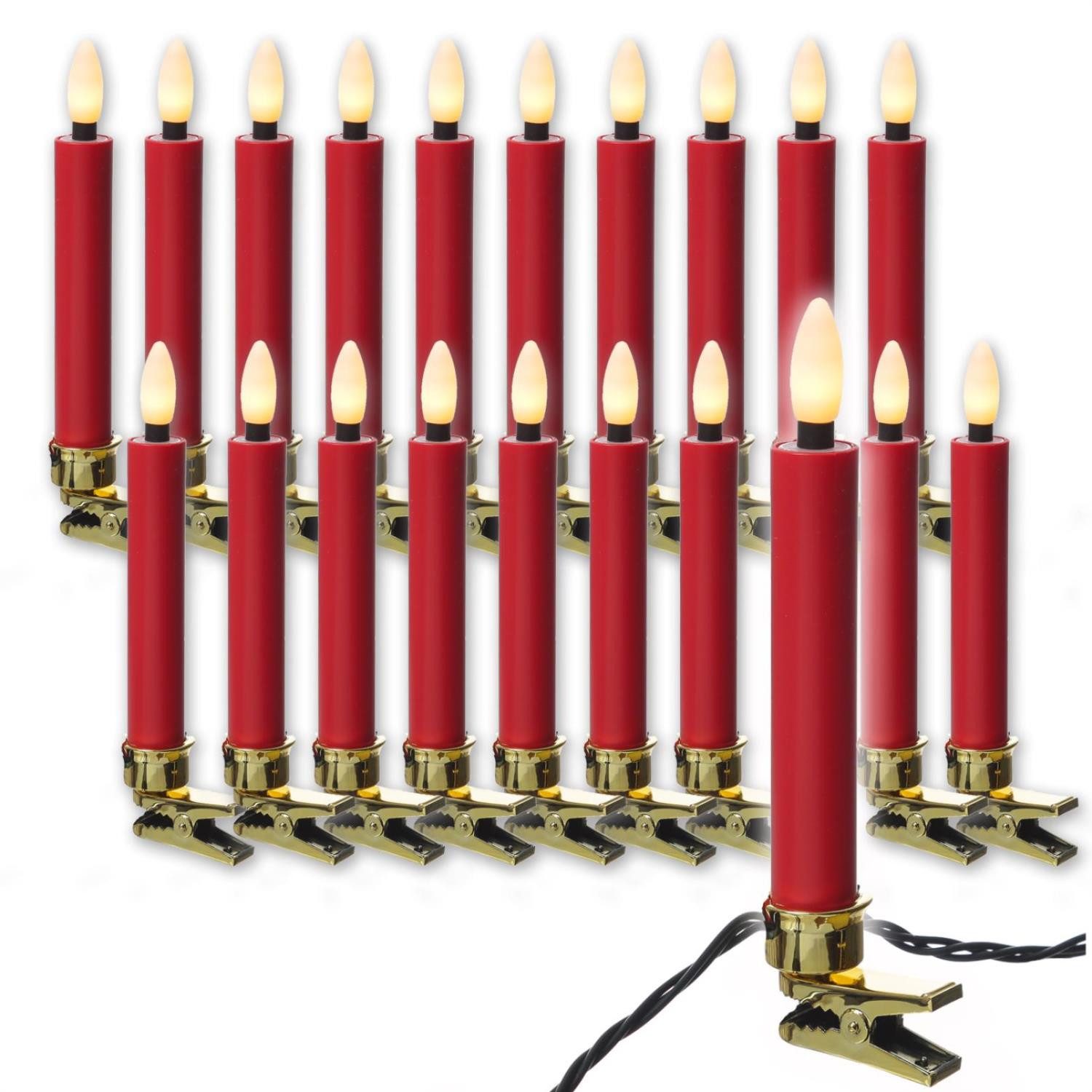 MARELIDA LED-Christbaumkerzen Weihnachtskerzen Lichterkette Weihnachtsbaum 20 Baumkerzen 9,5m Außen, 20-flammig