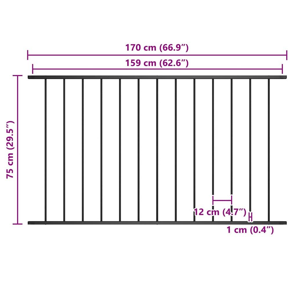 vidaXL Gartenzaun Zaunelement Woerden Pulverbeschichteter Stahl 1,7 x 0,75 m Schwarz, (1-St)