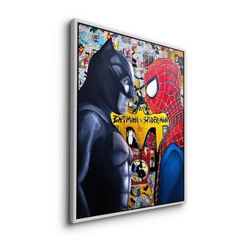 DOTCOMCANVAS® Leinwandbild Batman vs. Spider-Man, Leinwandbild Batman vs Spider-Man Comic Cartoon Wandbild interior