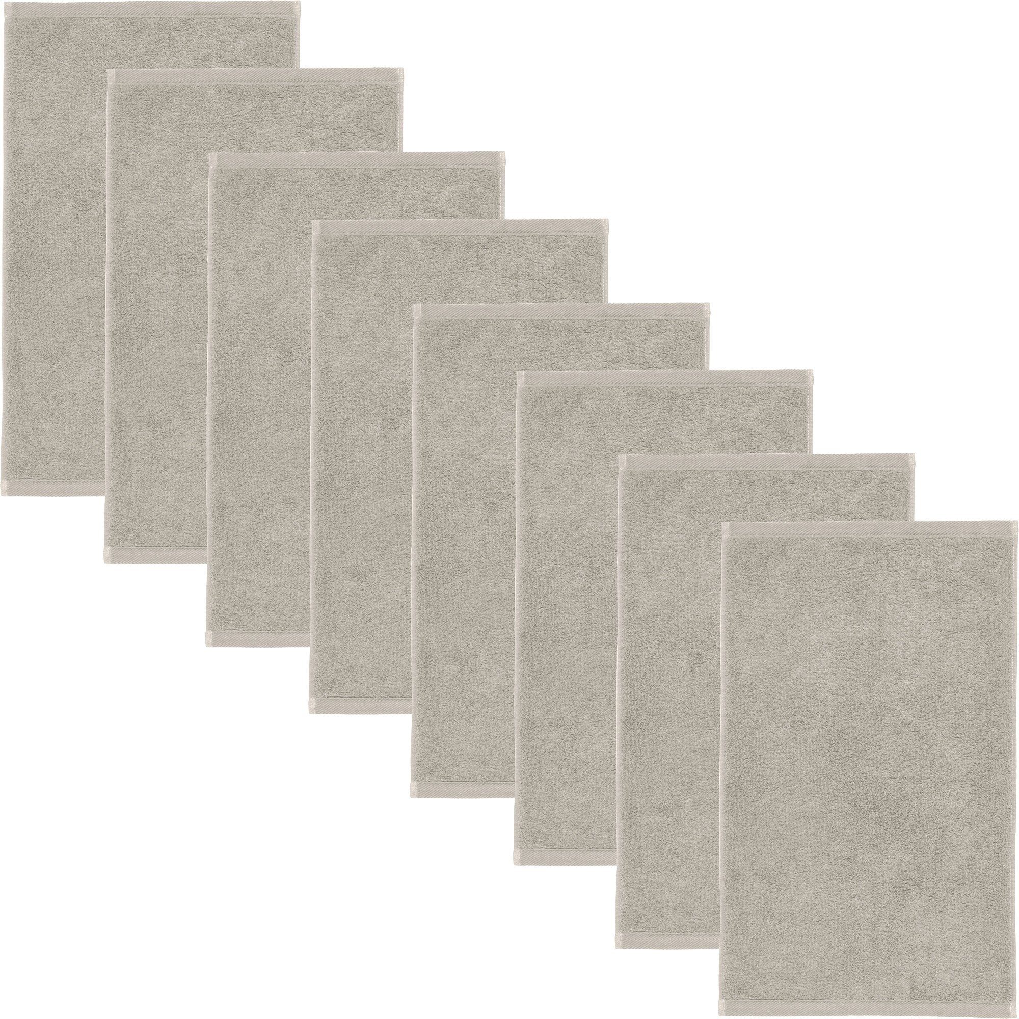 Erwin Müller Gästehandtuch Gästetuch "Heidenheim" 8er-Pack, Frottier, Walk-Frottier Uni