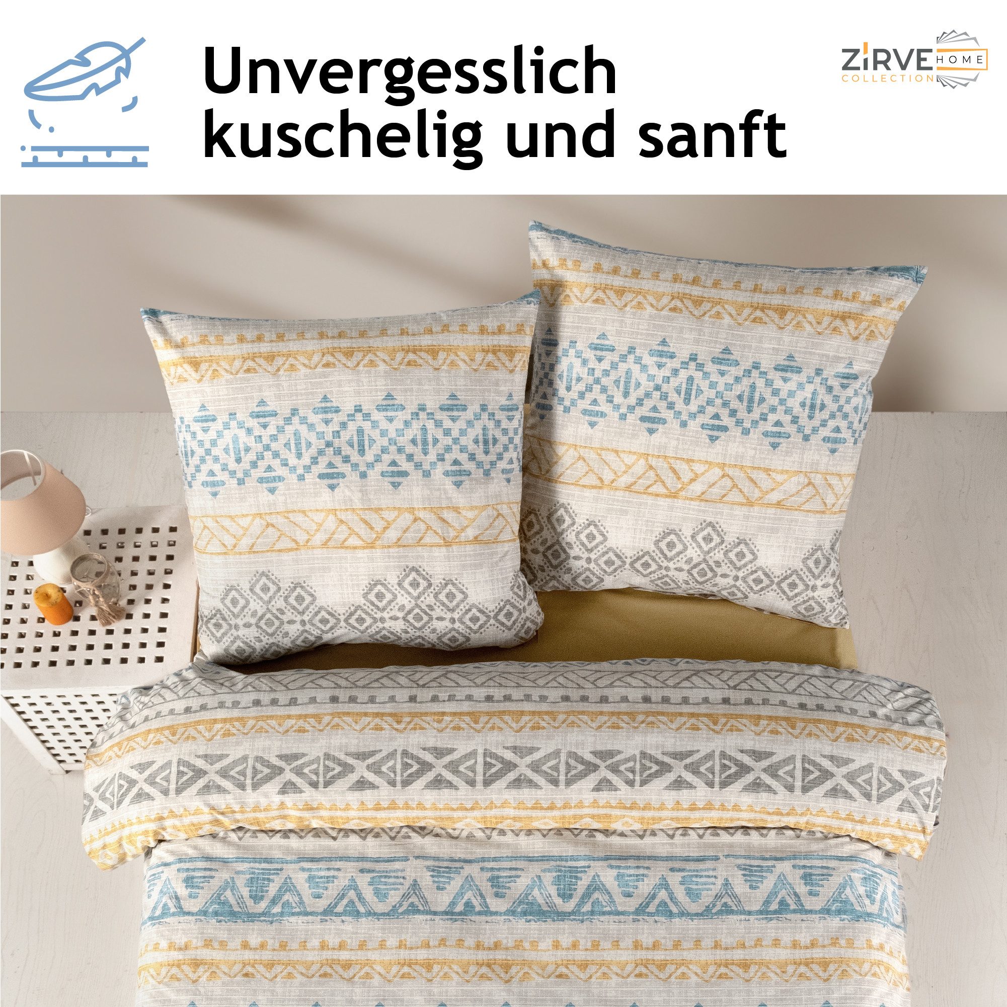 yadetextil Bettwäsche 155x220 cm, Renforce, 2 teilig, Bettwäsche-Set, 155x220 cm, Arnetti