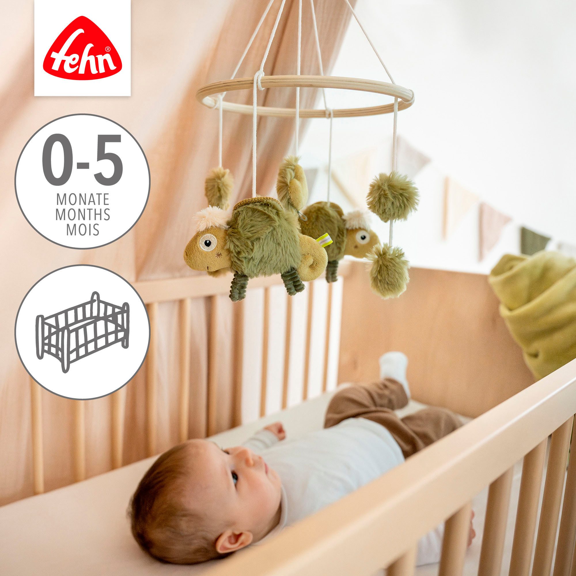 Fehn Mobile Lazy, Crazy & Pink, Holz-Mobile Chamäleon