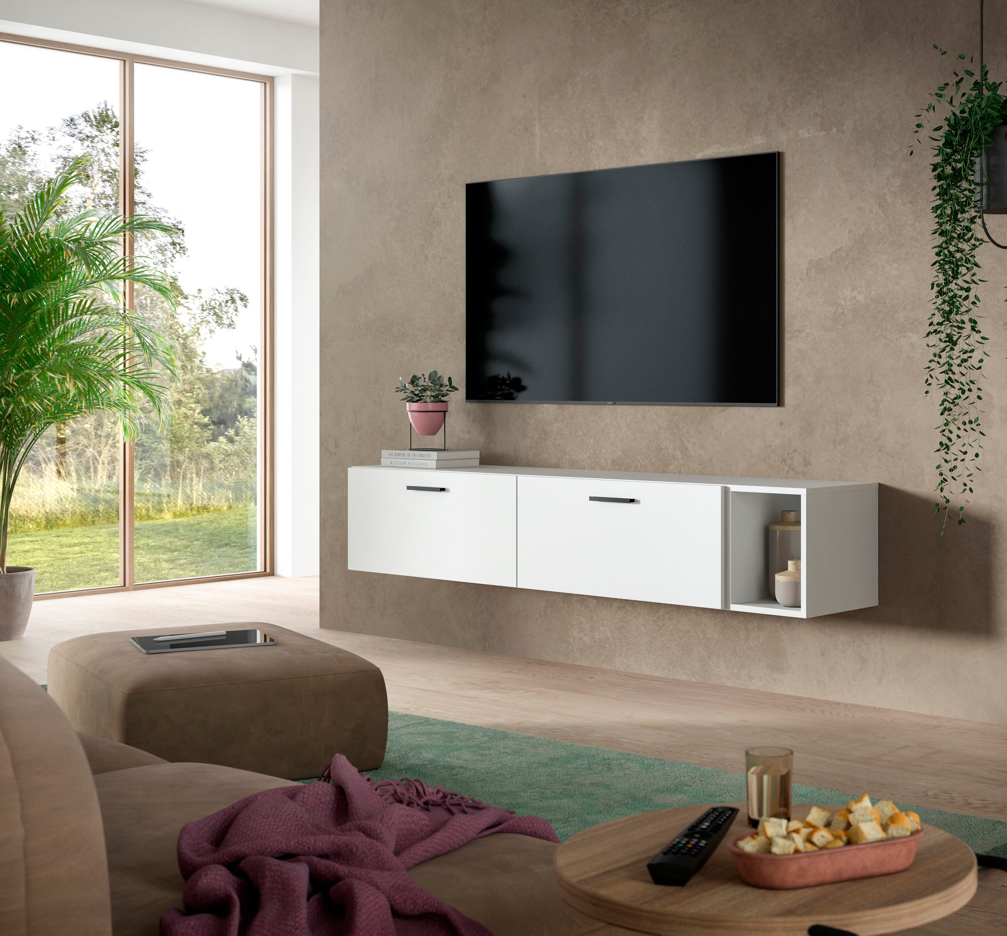 Home affaire Schrank-Set ENESTE, 3-teilig, in verschiedenen Farben, individuell kombinierbar, (verschiedenste Kombinationmöglichkeiten, stehend oder hängend), Stauraumelement, Kombination, Wohnkombination, Schrankwand, Lowboard