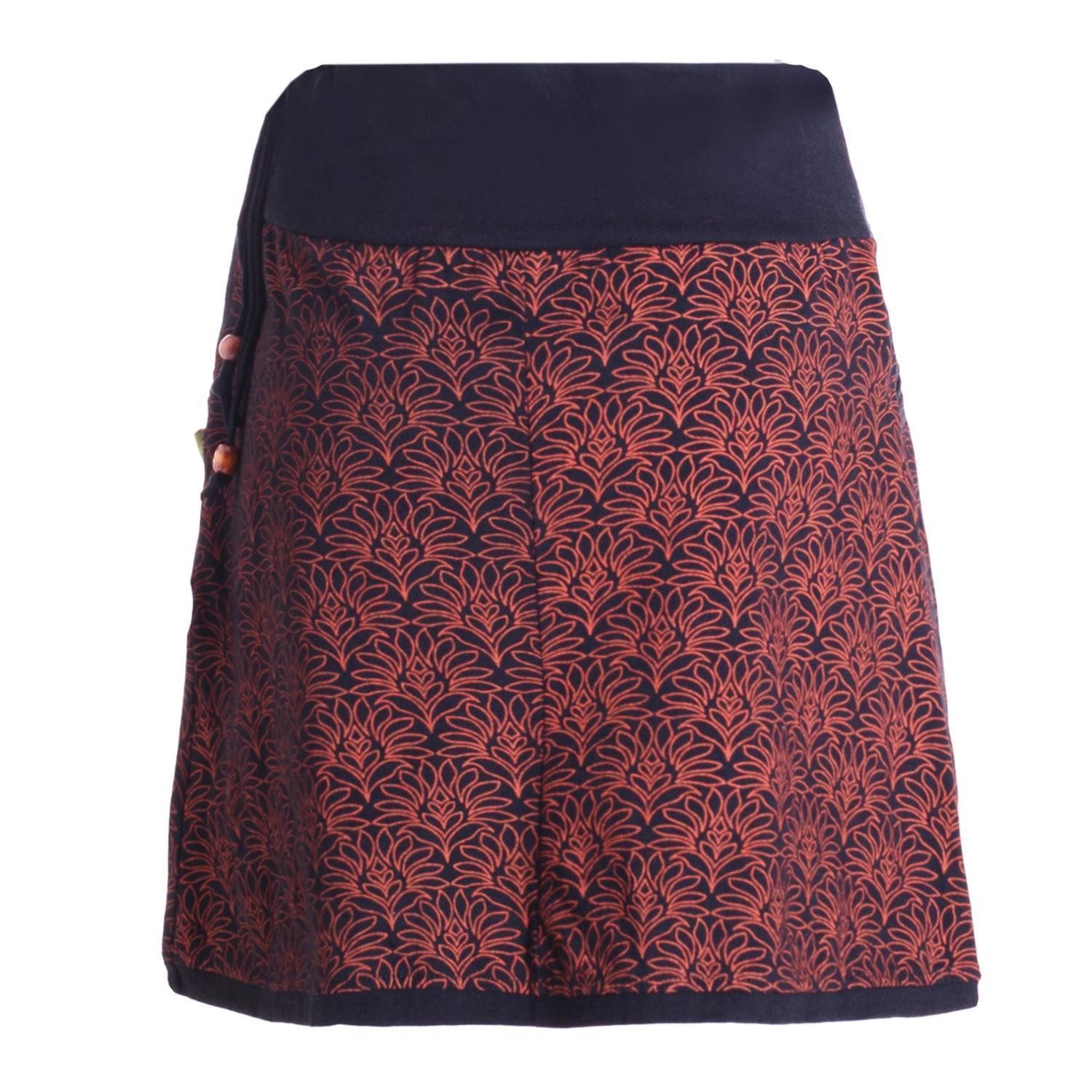 Vishes Minirock Baumwolle Blumen-Muster extra breiter Bund mit Kordel-Zug u günstig online kaufen